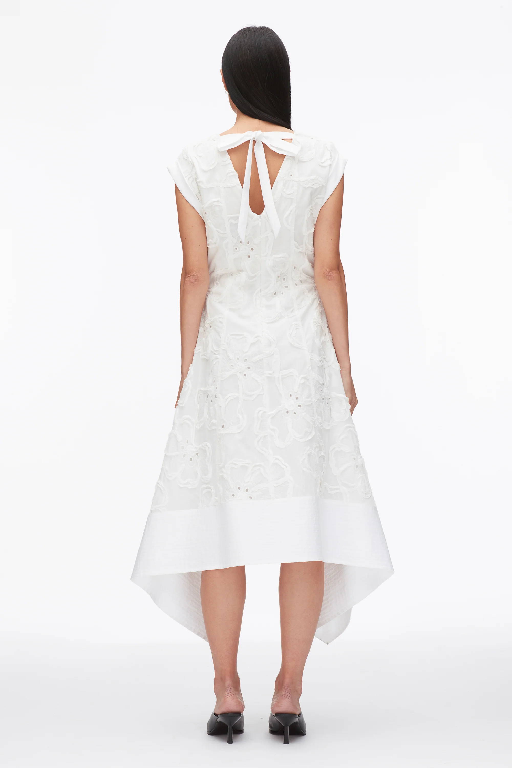 Embroidered Belted Midi Dress with Handkerchief Hem - Image 11