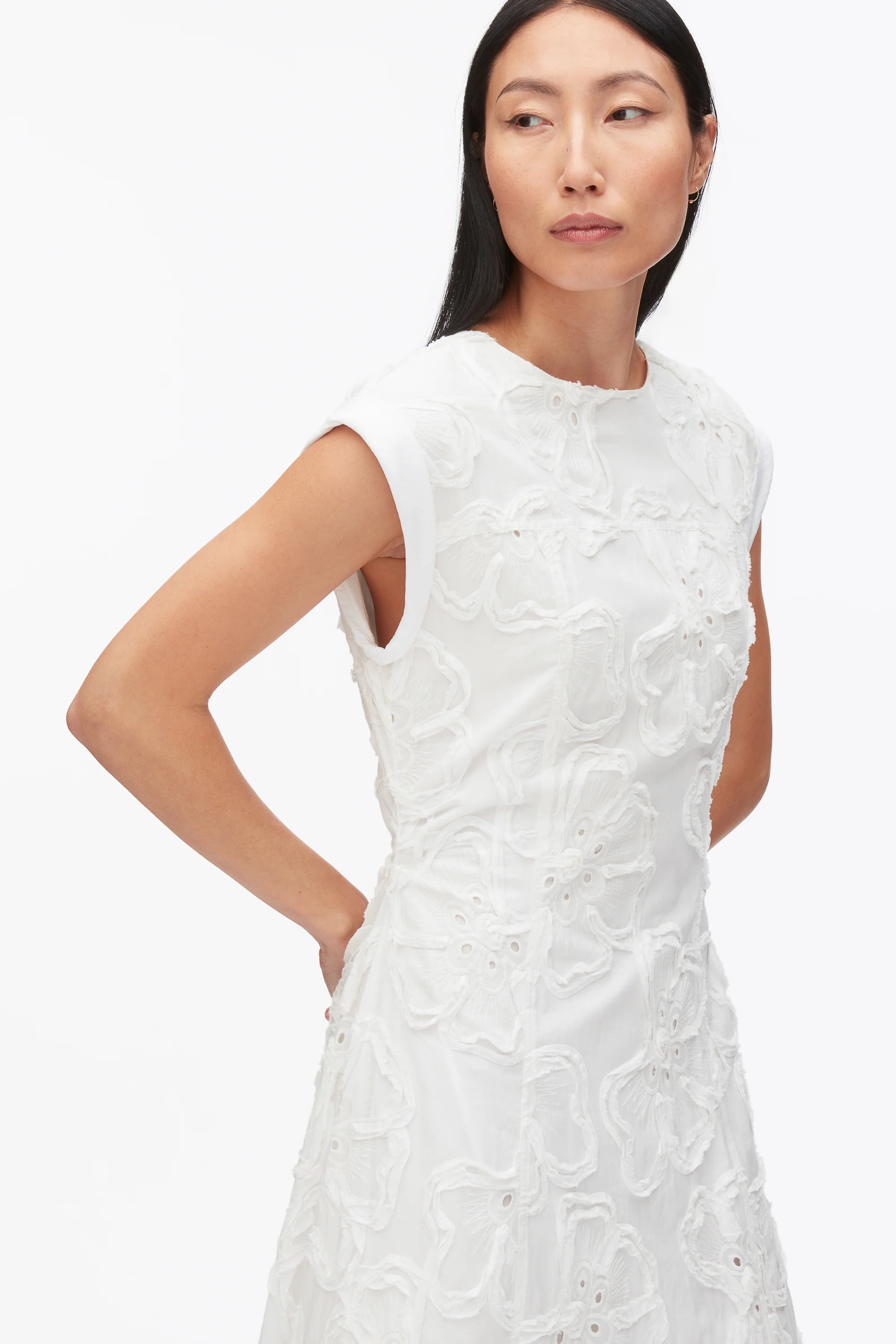 Embroidered Belted Midi Dress with Handkerchief Hem - Image 13