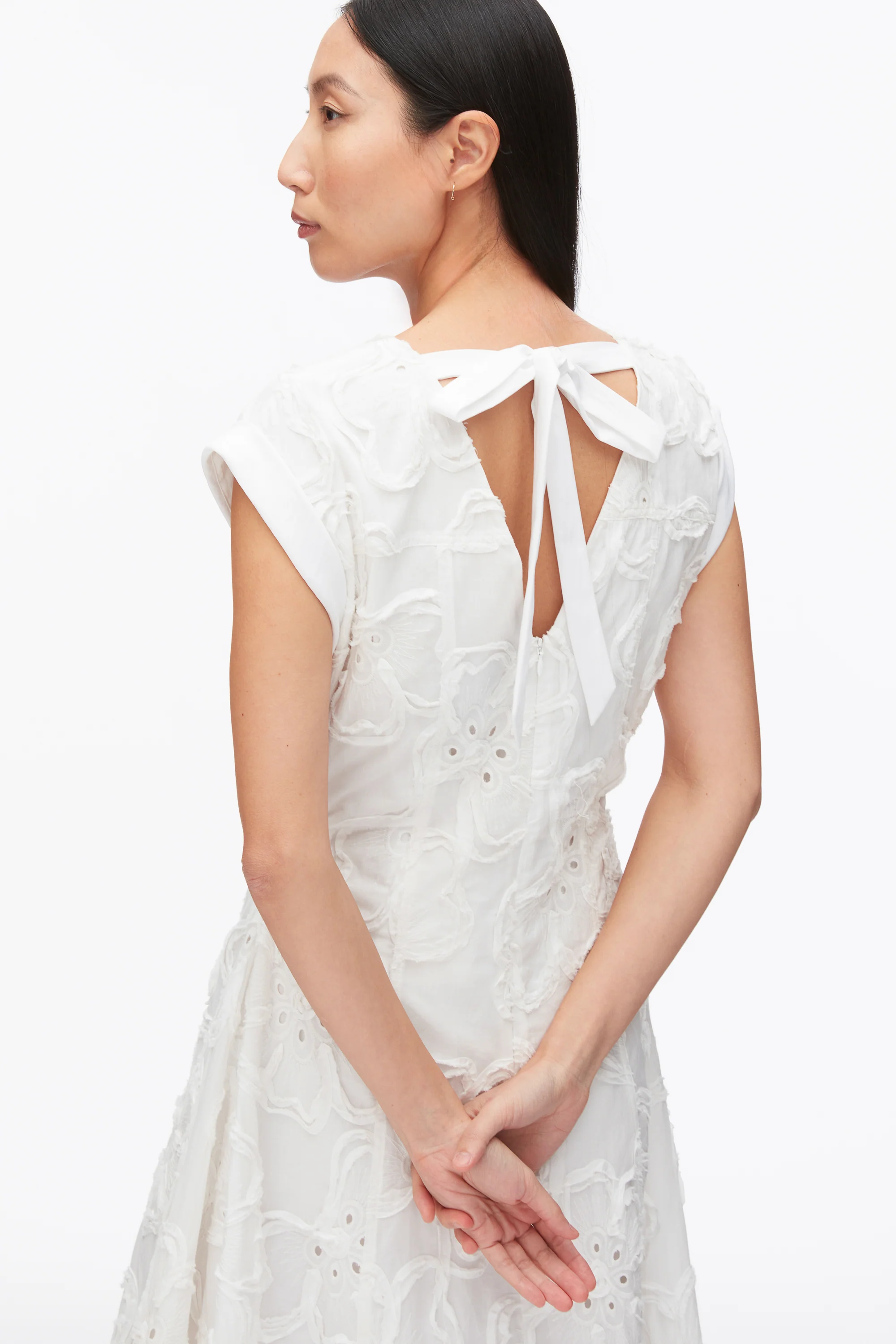 Embroidered Belted Midi Dress with Handkerchief Hem - Image 14
