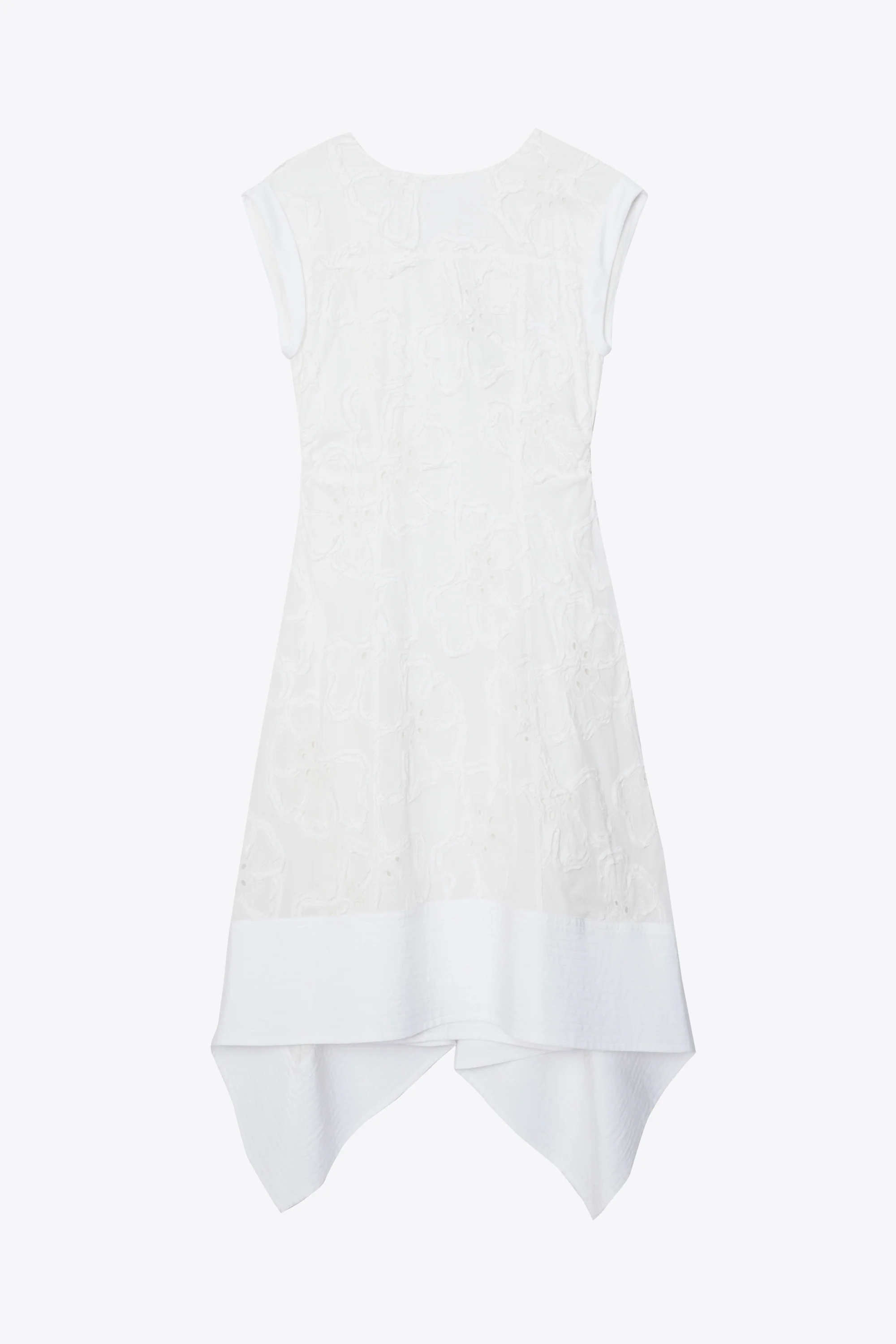 Embroidered Belted Midi Dress with Handkerchief Hem - Image 15
