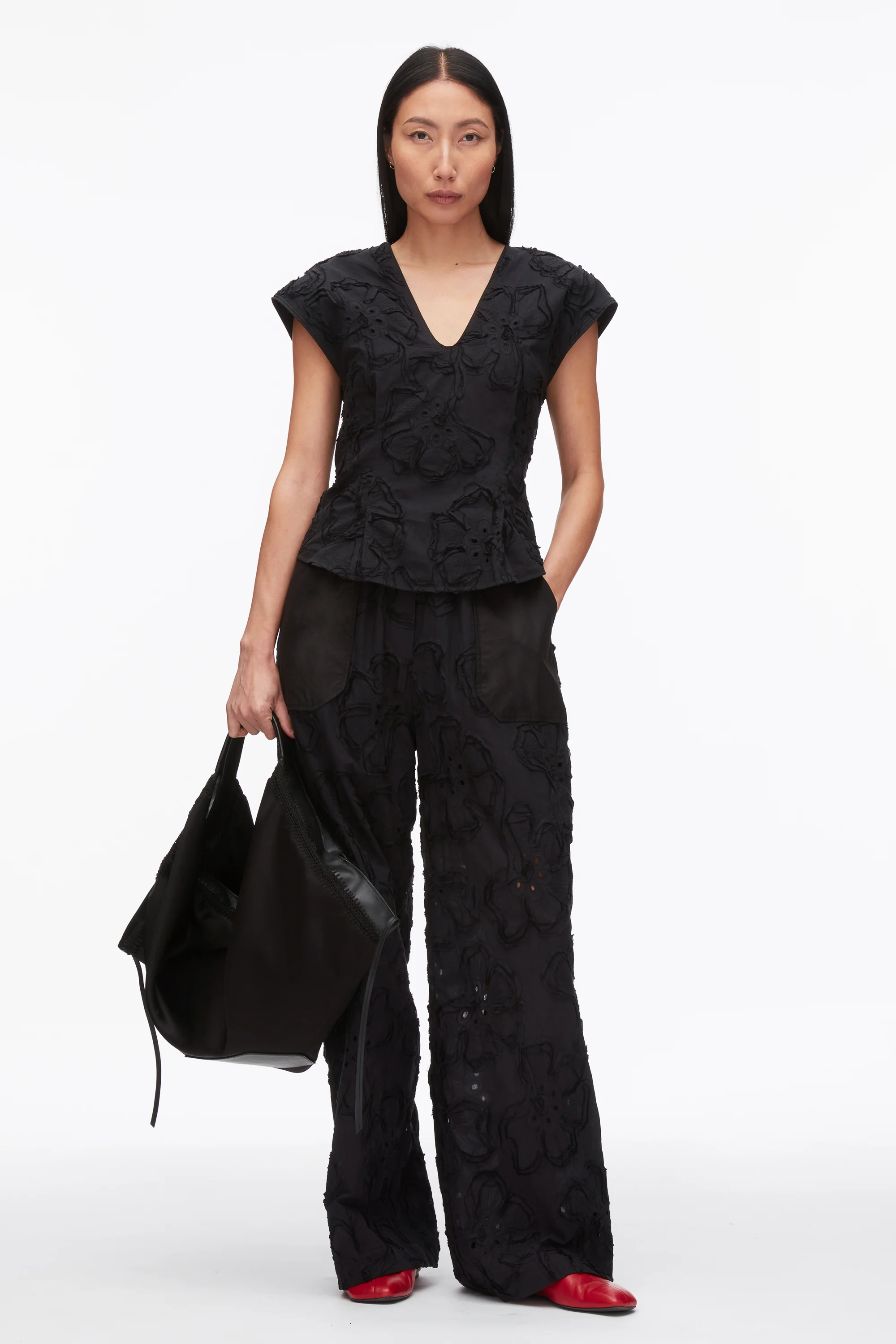 Embroidered Cap Sleeve Top