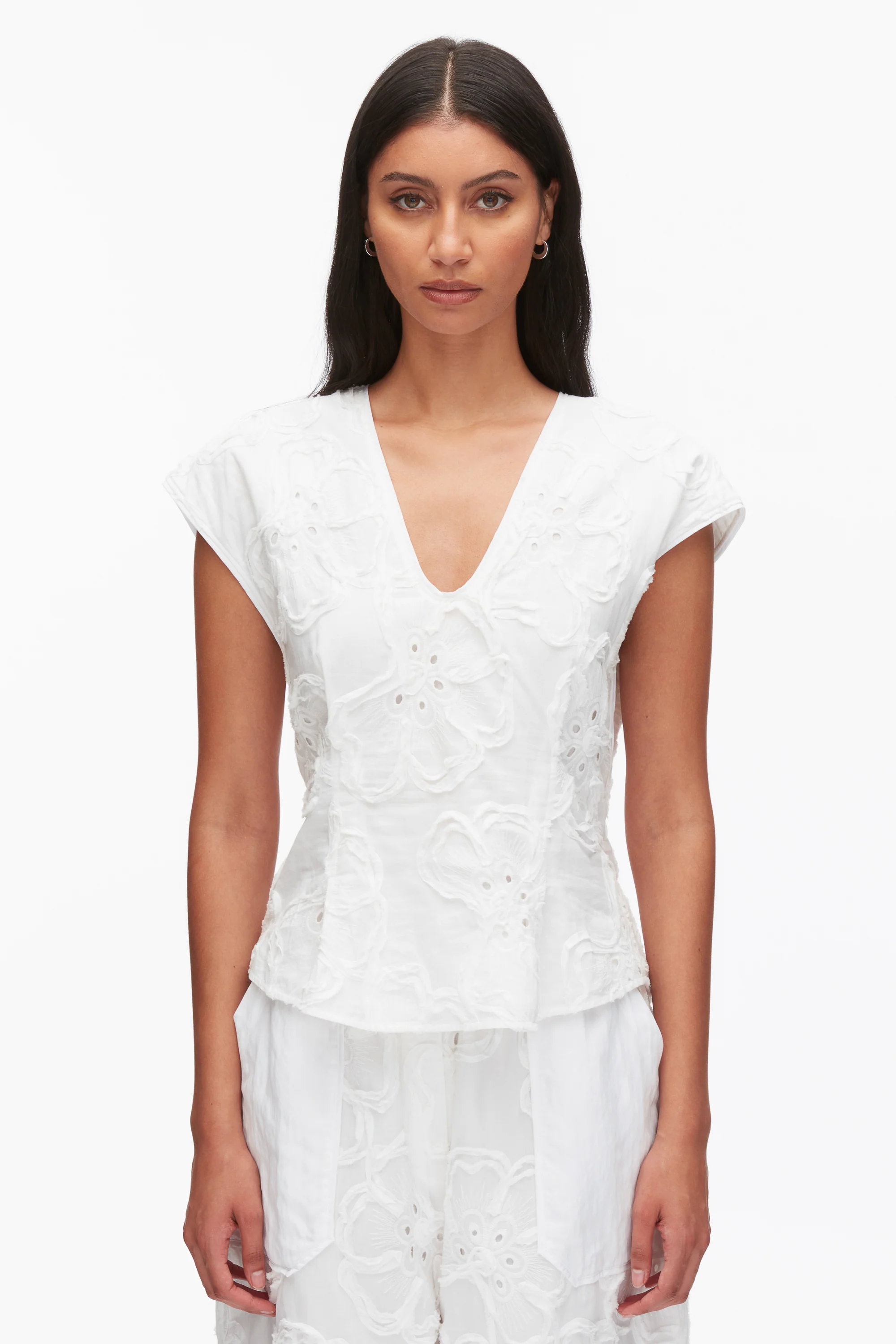 Embroidered Cap Sleeve Top - Image 11