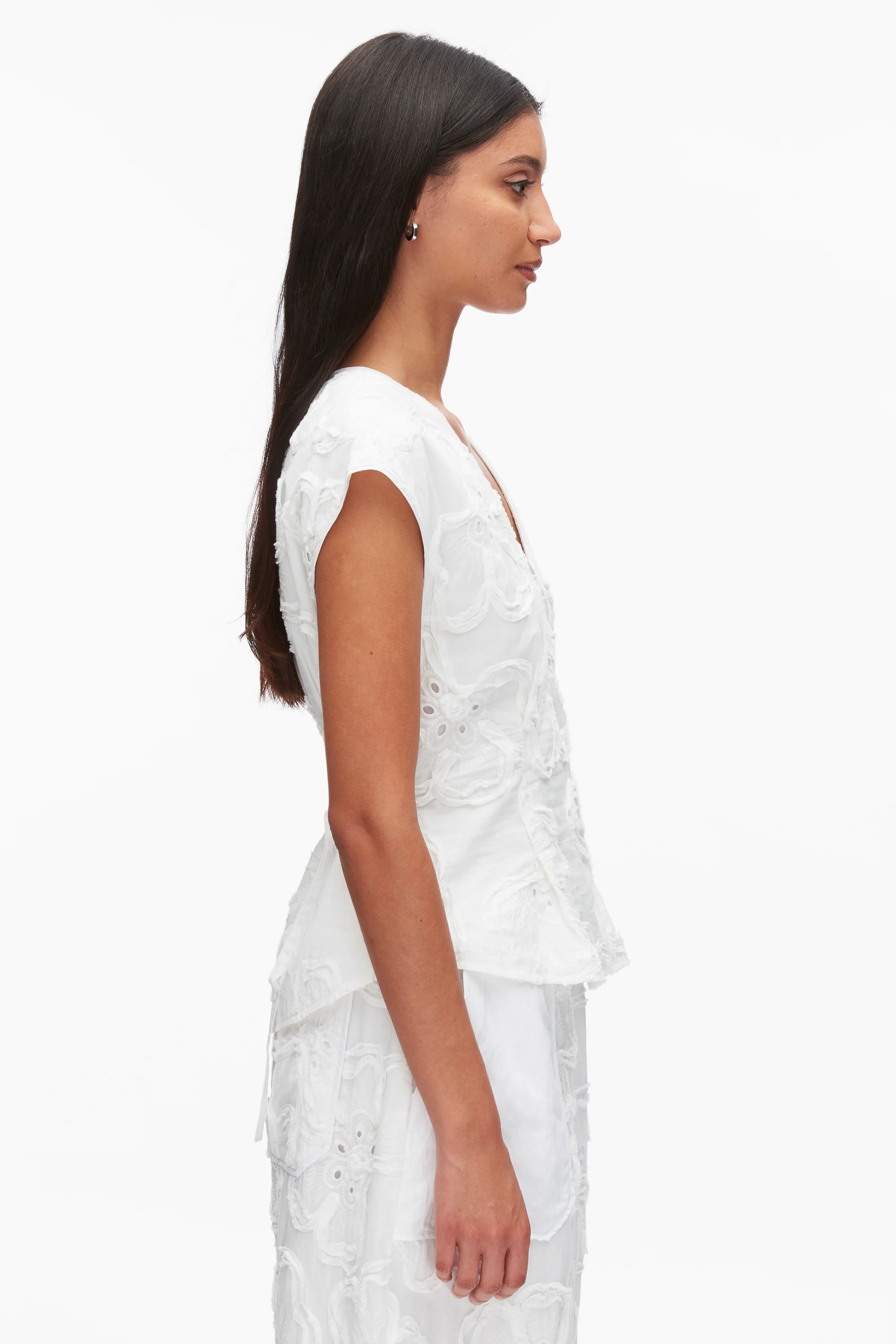 Embroidered Cap Sleeve Top - Image 12