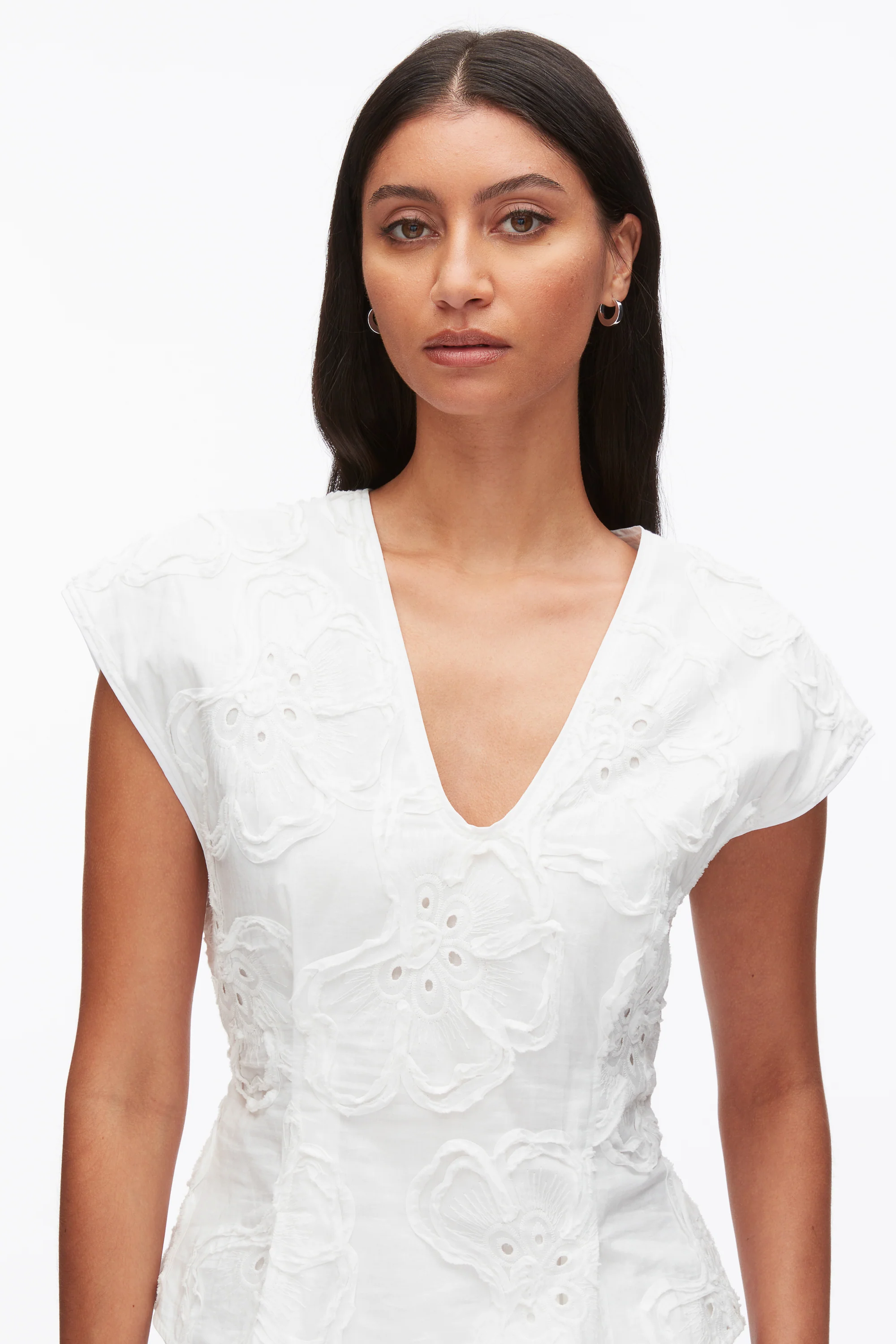Embroidered Cap Sleeve Top - Image 14