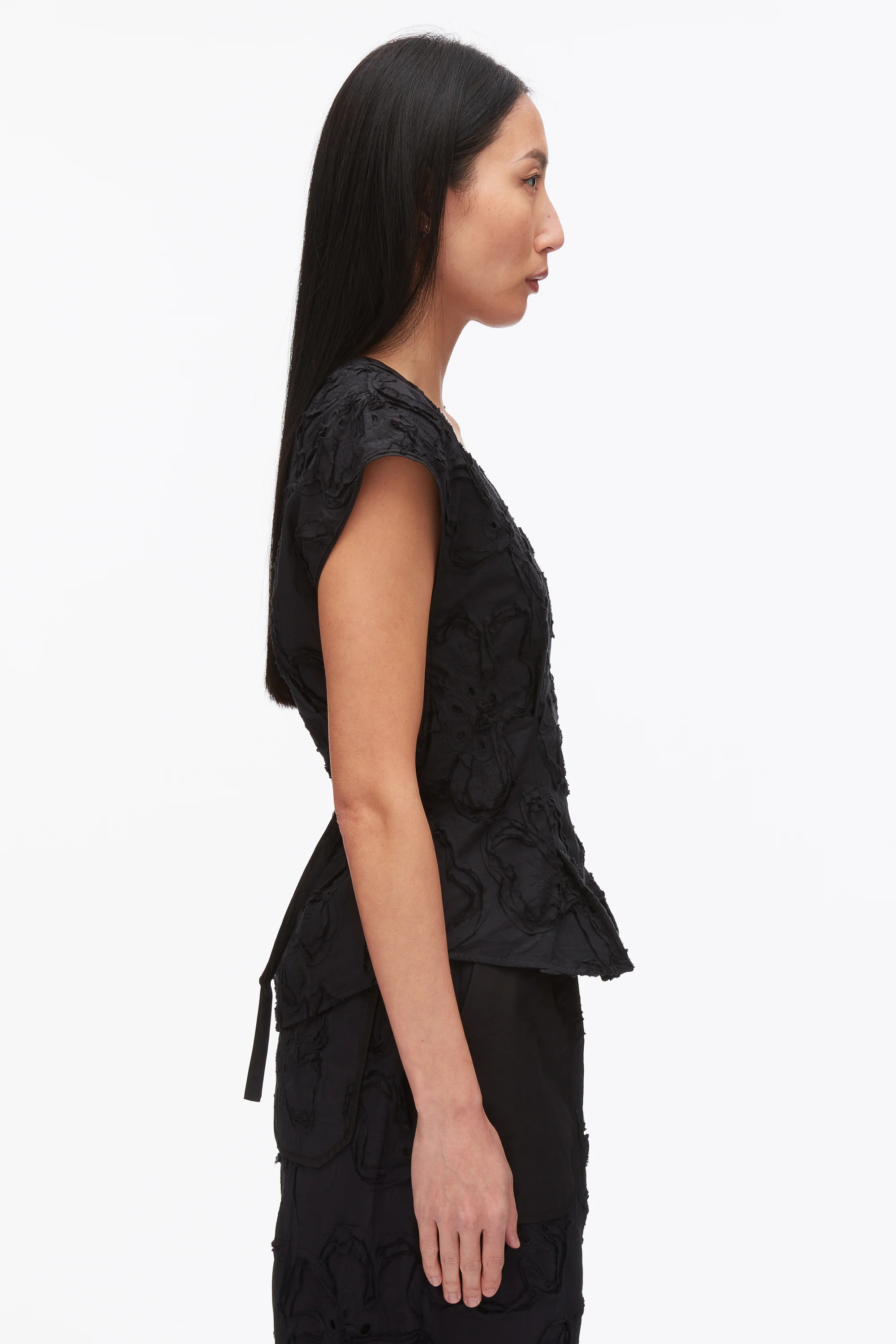 Embroidered Cap Sleeve Top - Image 4