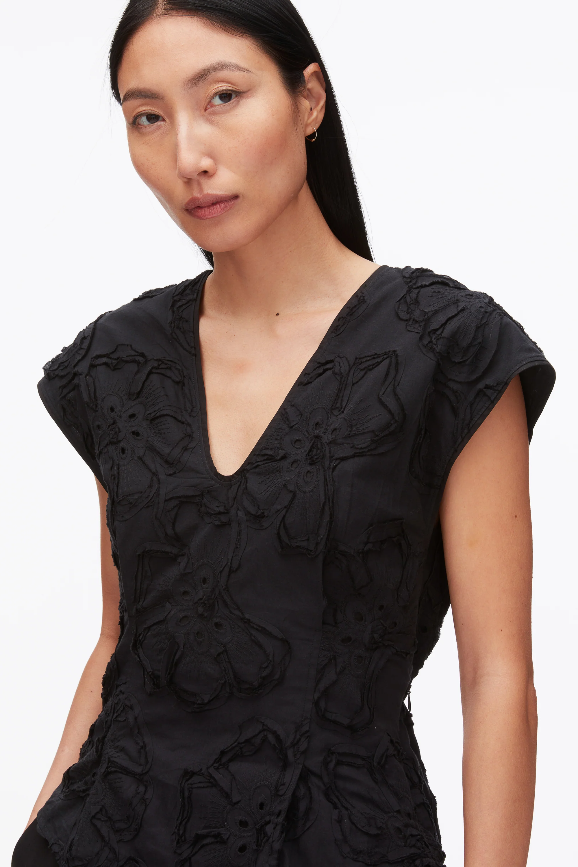 Embroidered Cap Sleeve Top - Image 6