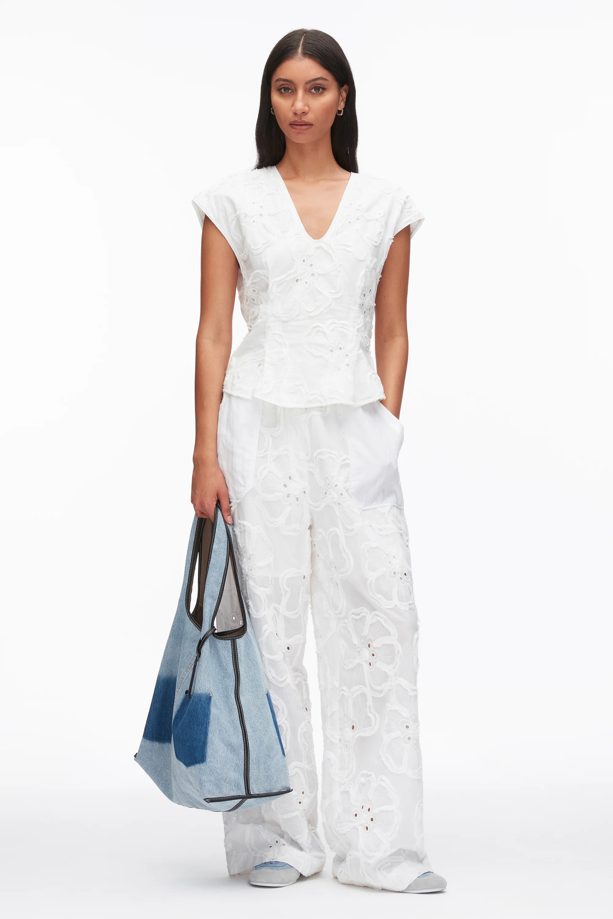 Embroidered Cap Sleeve Top - Image 9
