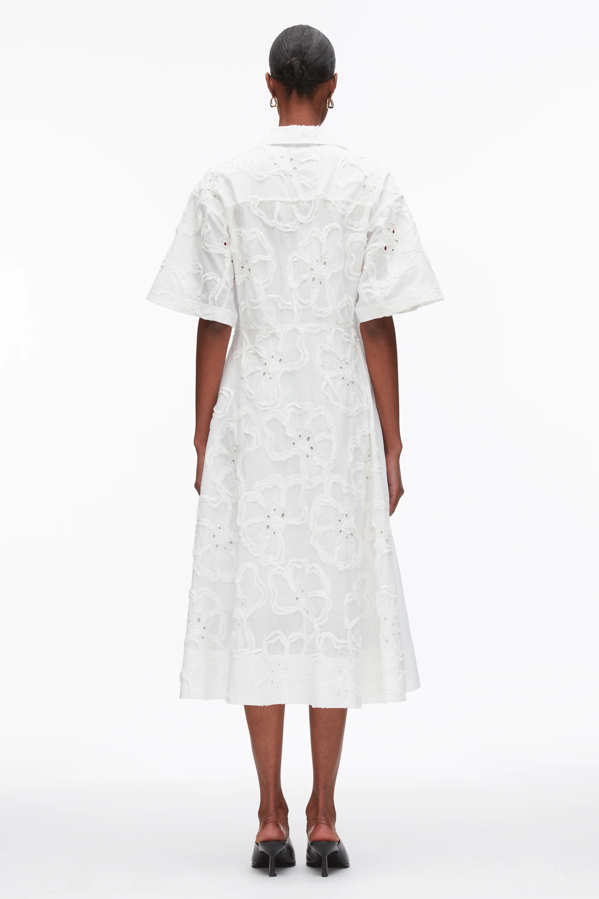 Embroidered Midi Shirt Dress - Image 4