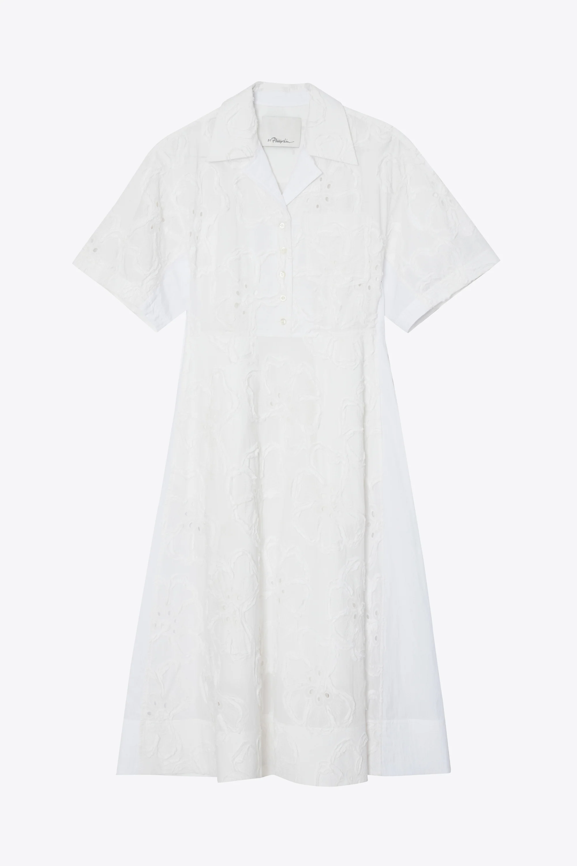 Embroidered Midi Shirt Dress - Image 7