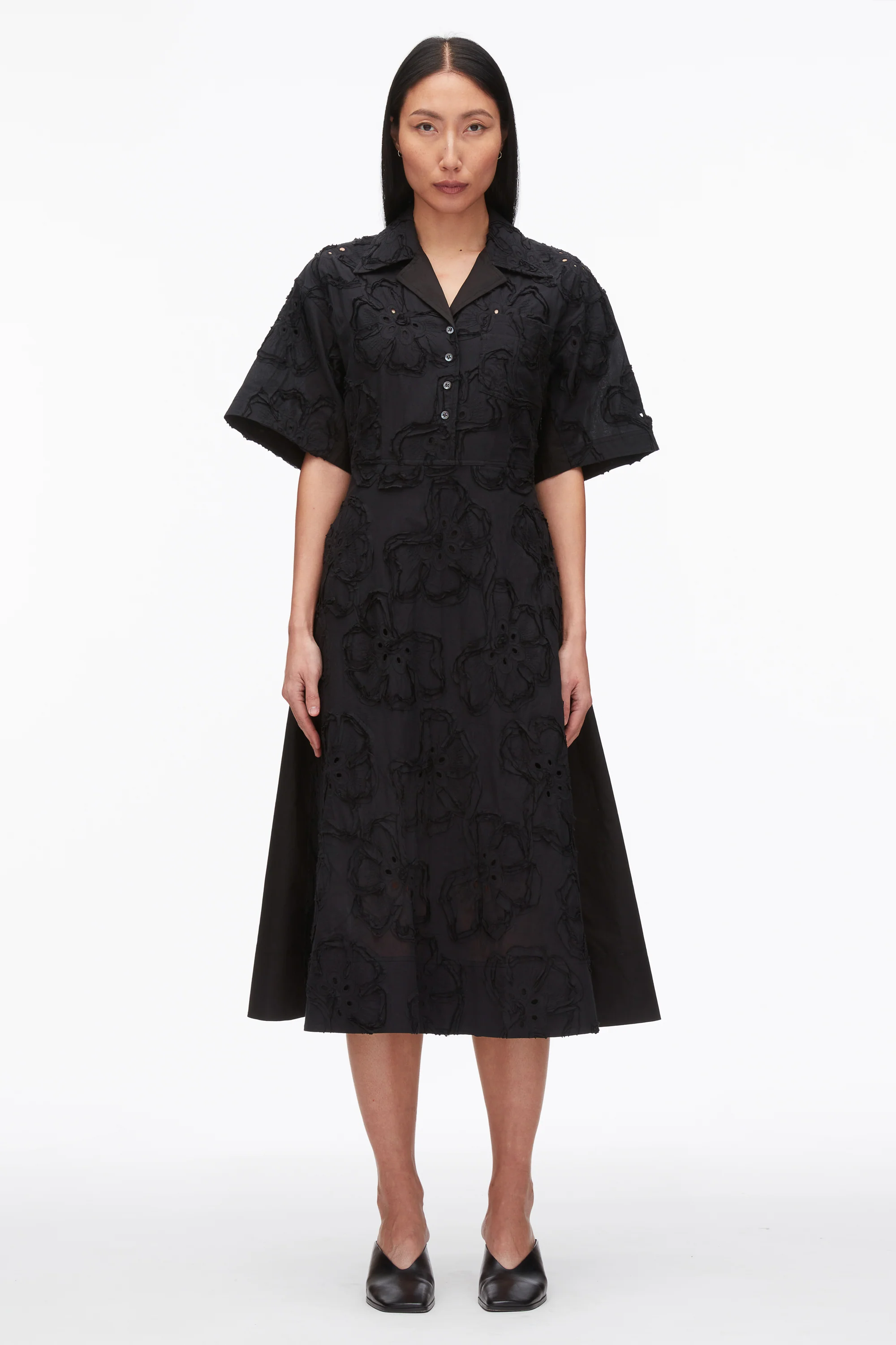 Embroidered Midi Shirt Dress - Image 9