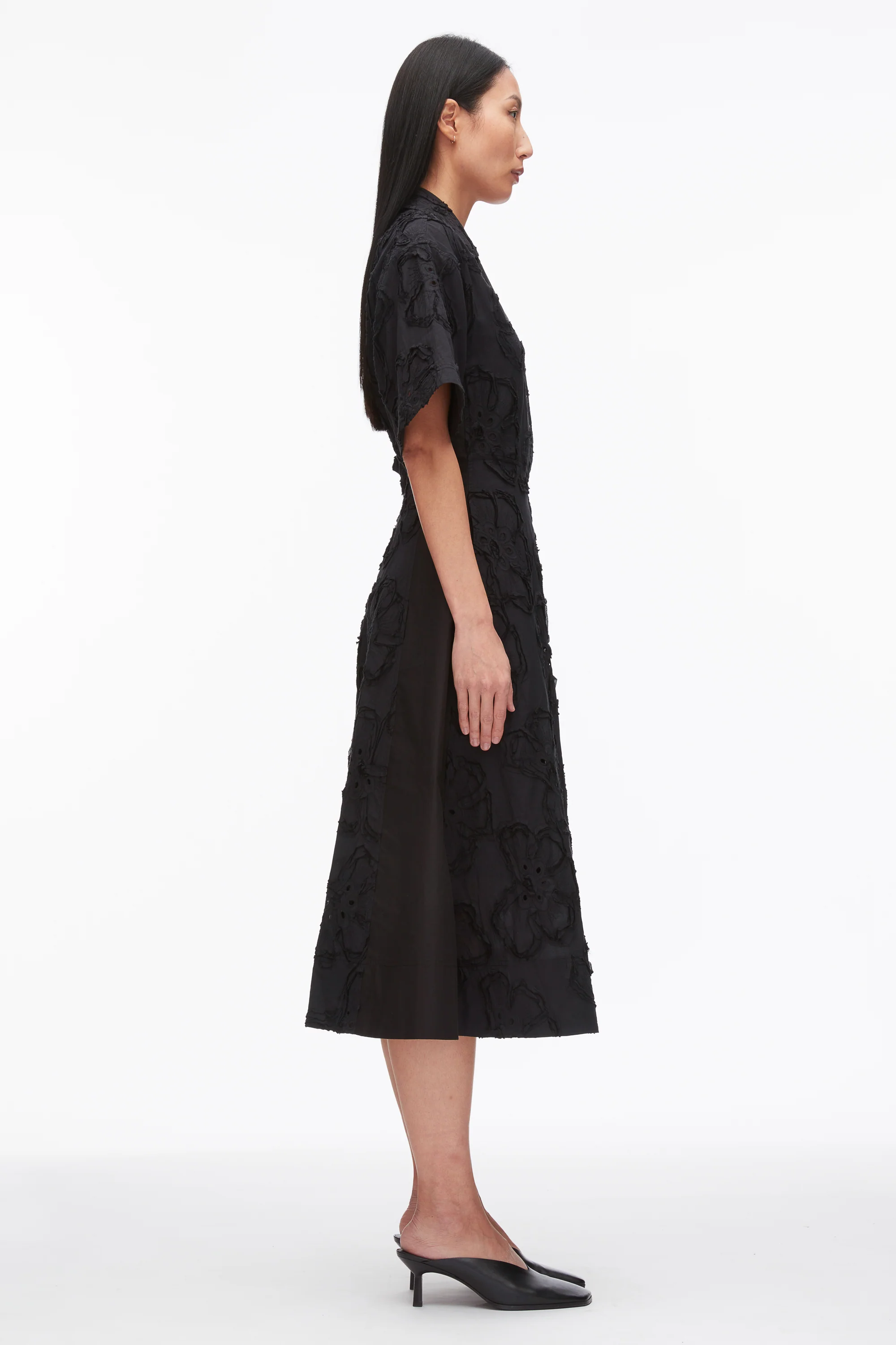 Embroidered Midi Shirt Dress - Image 10