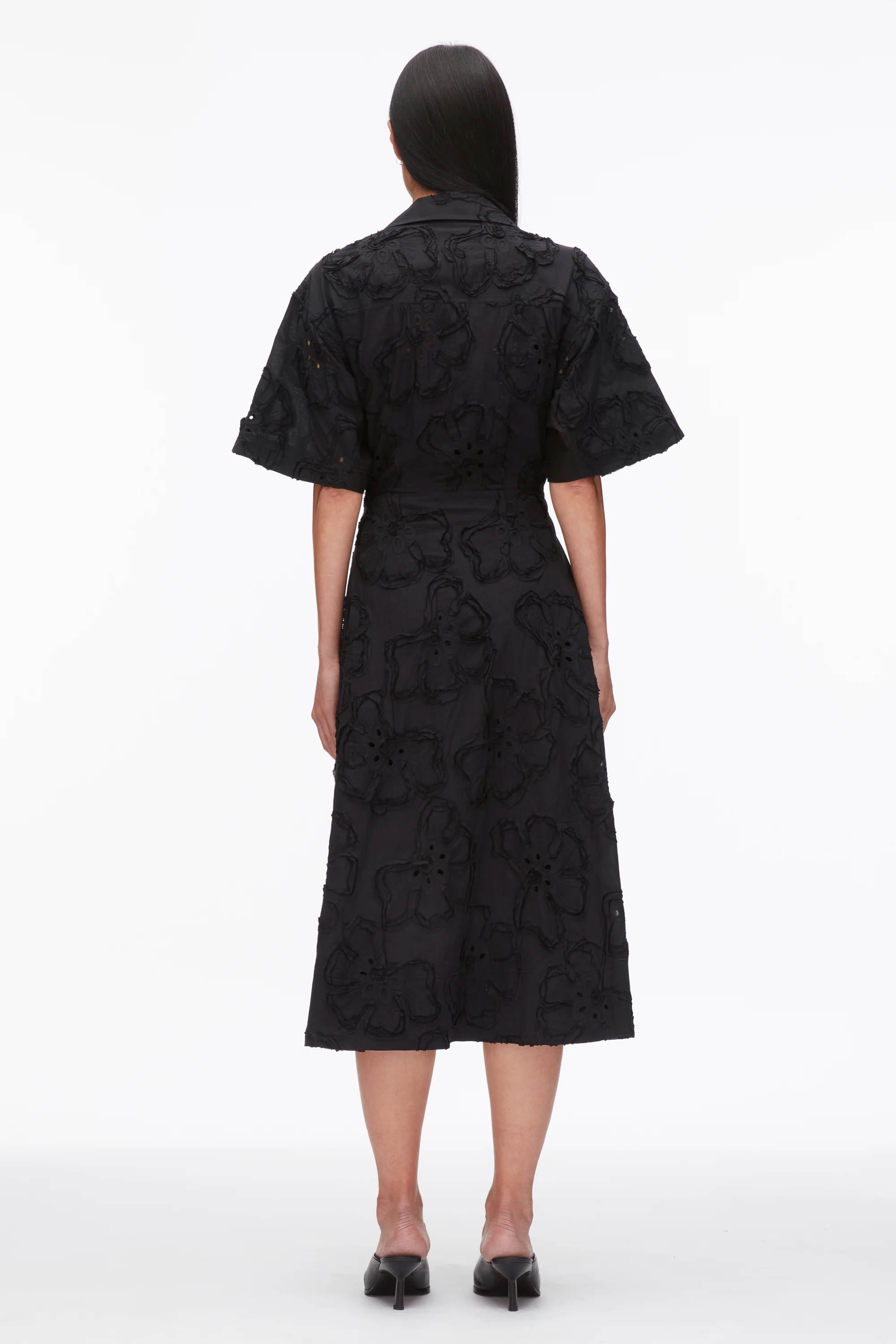 Embroidered Midi Shirt Dress - Image 11