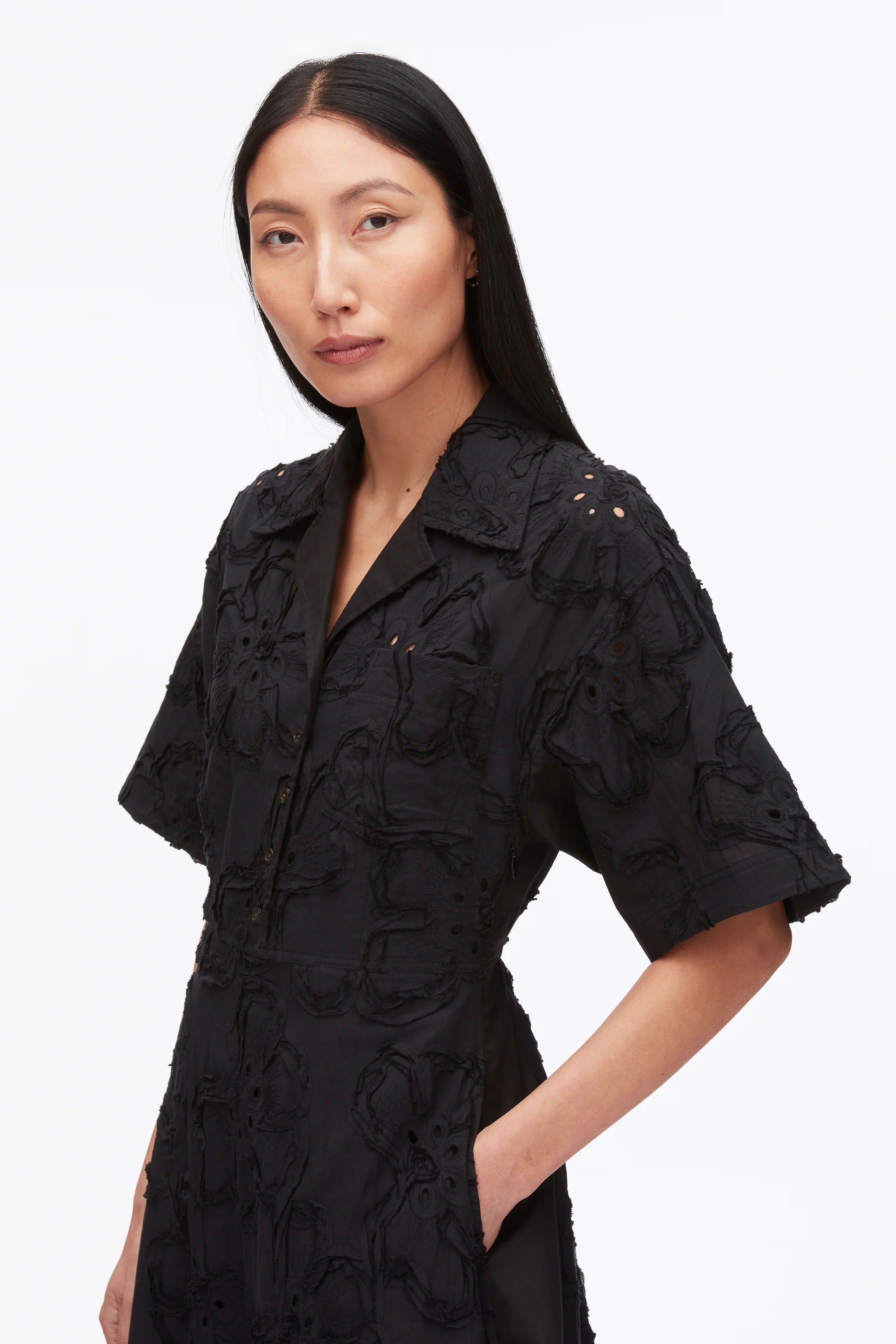 Embroidered Midi Shirt Dress - Image 12