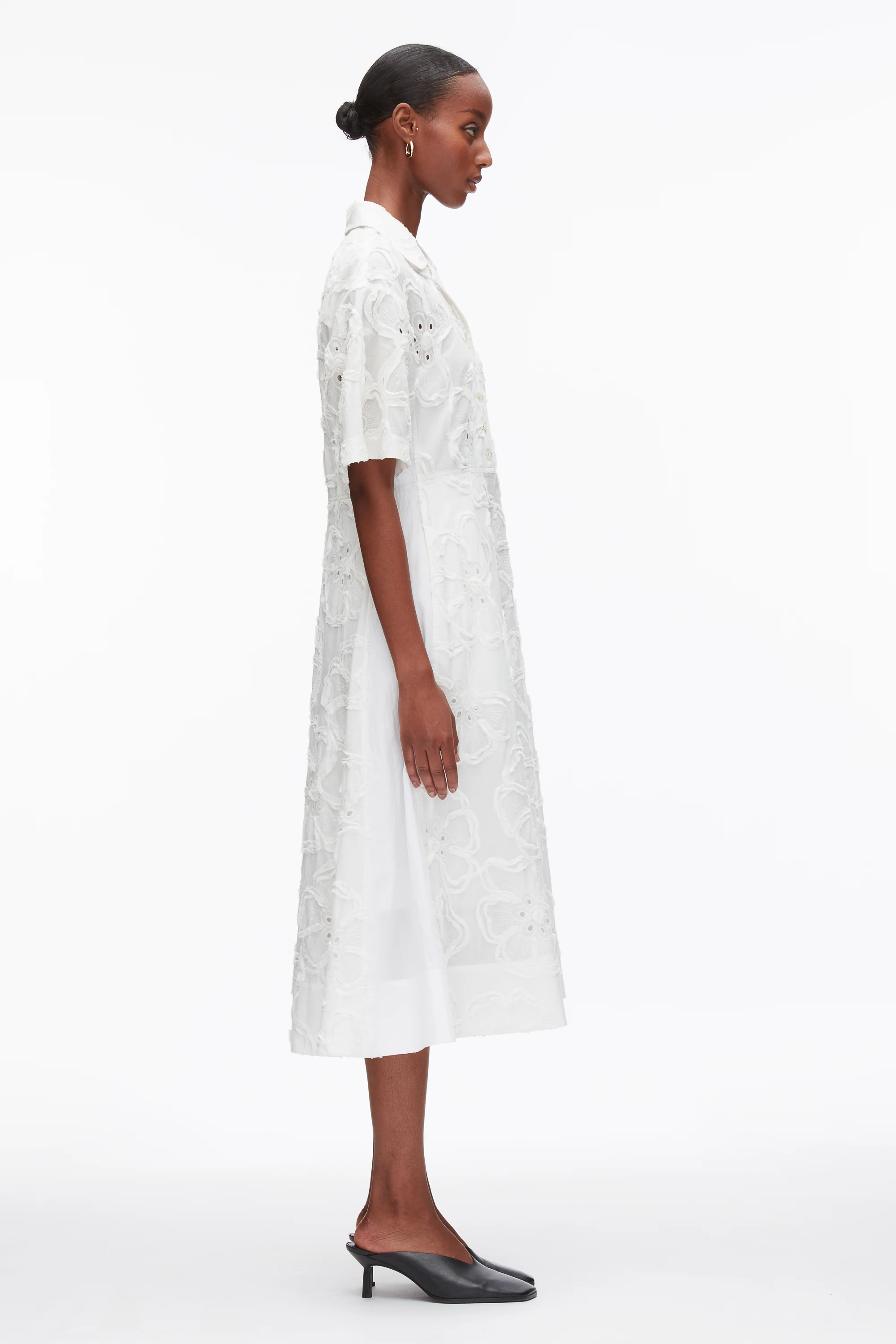 Embroidered Midi Shirt Dress - Image 3