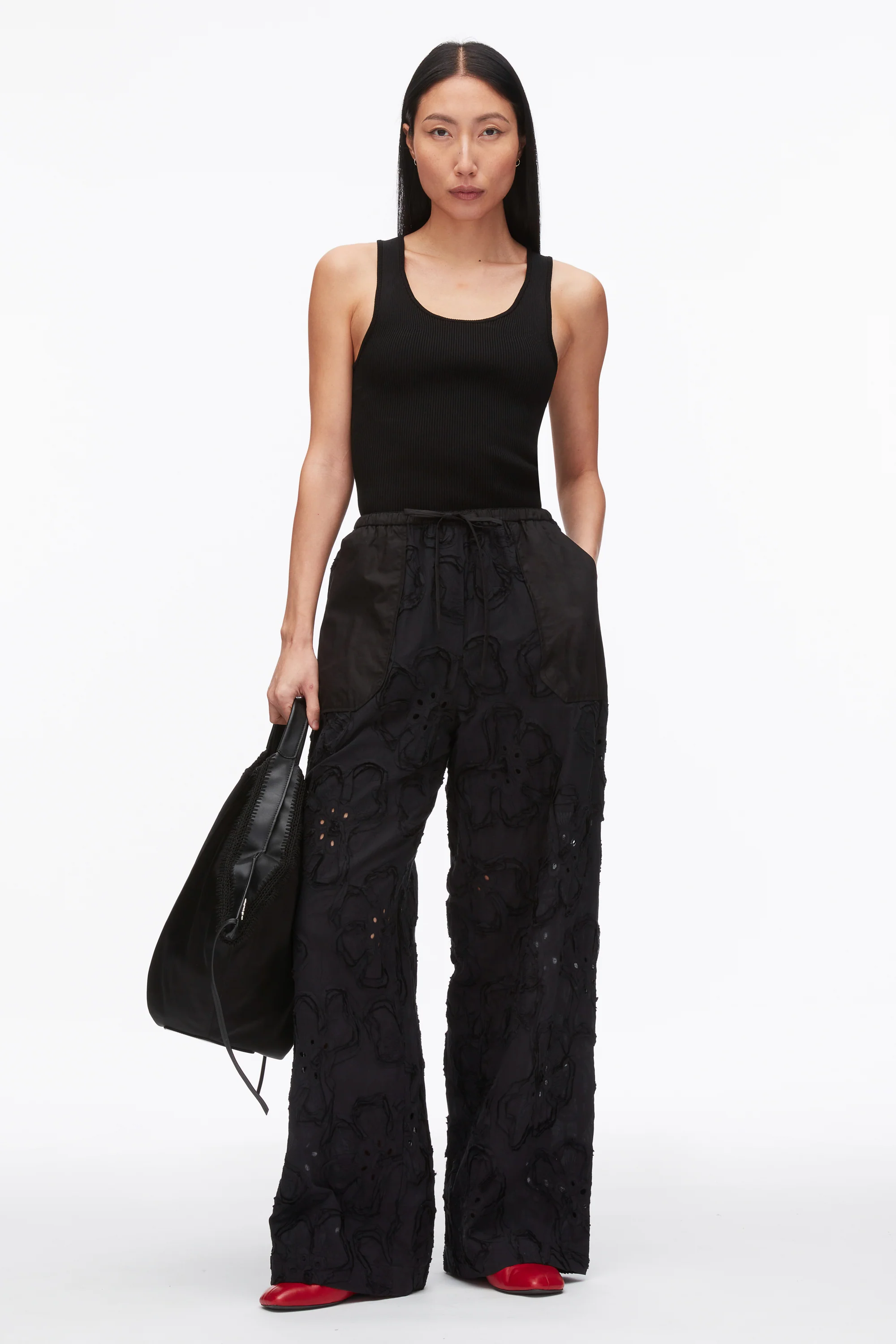 Embroidered Straight Leg Pull On Pants - Image 9