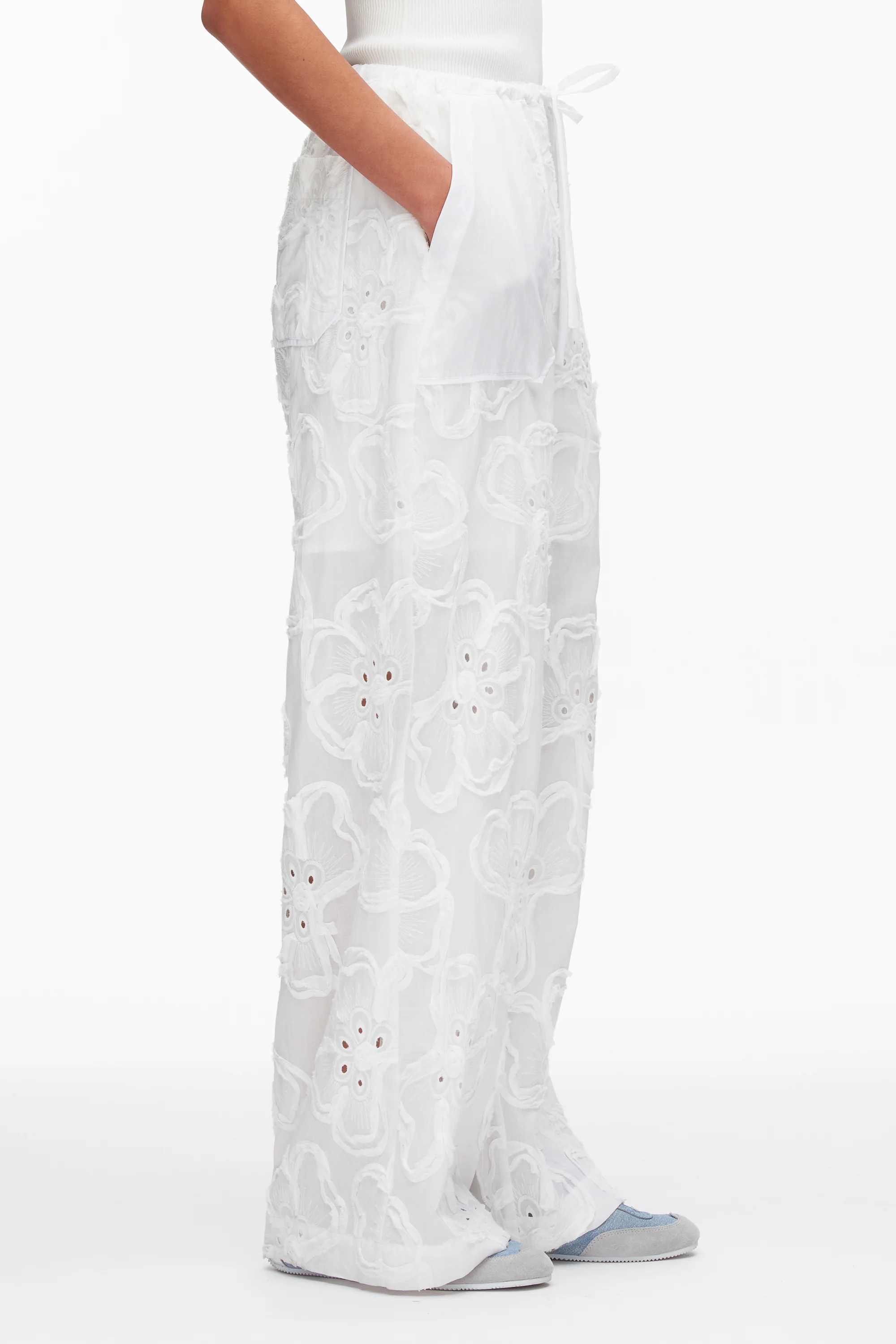 Embroidered Straight Leg Pull On Pants - Image 4