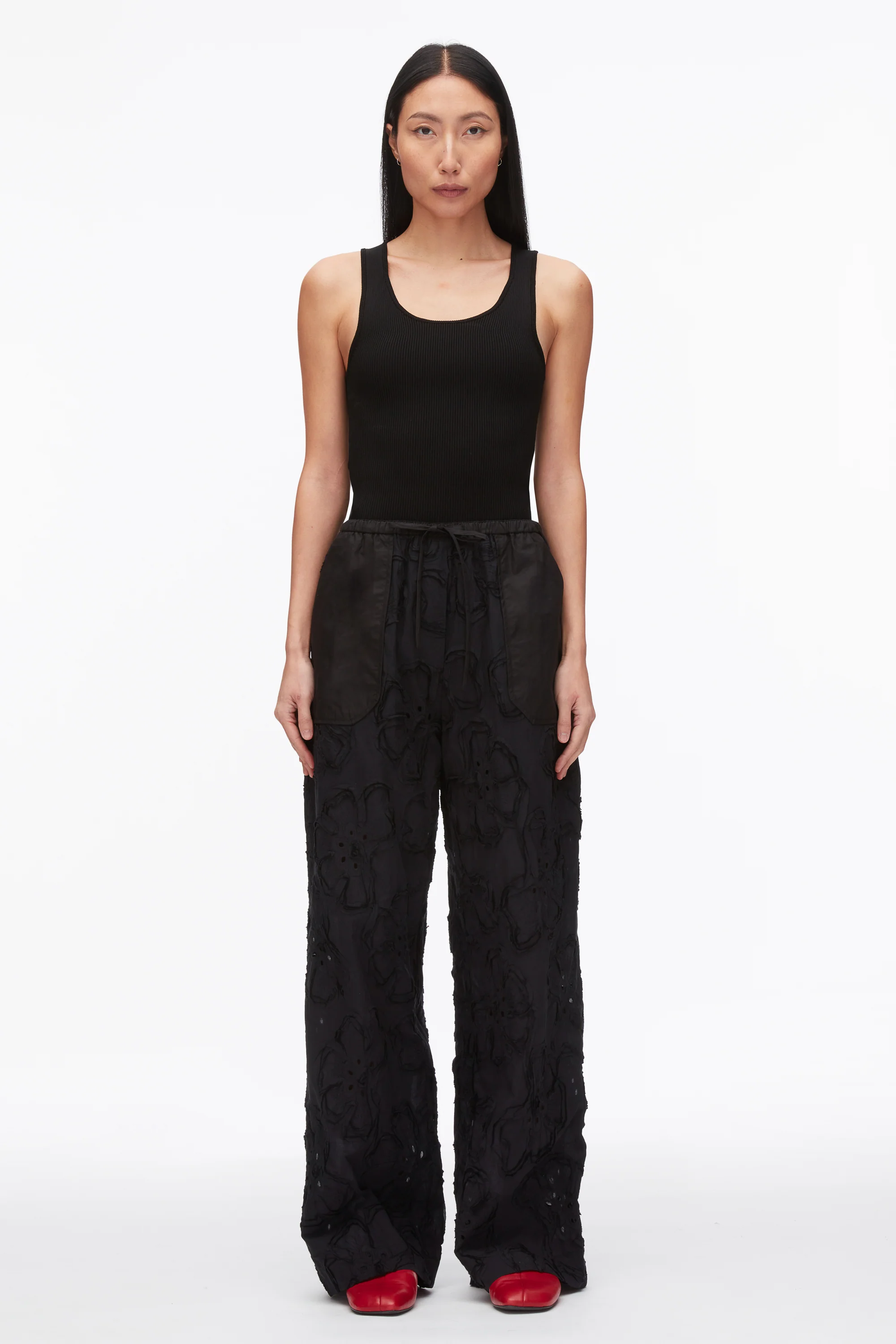 Embroidered Straight Leg Pull On Pants - Image 10