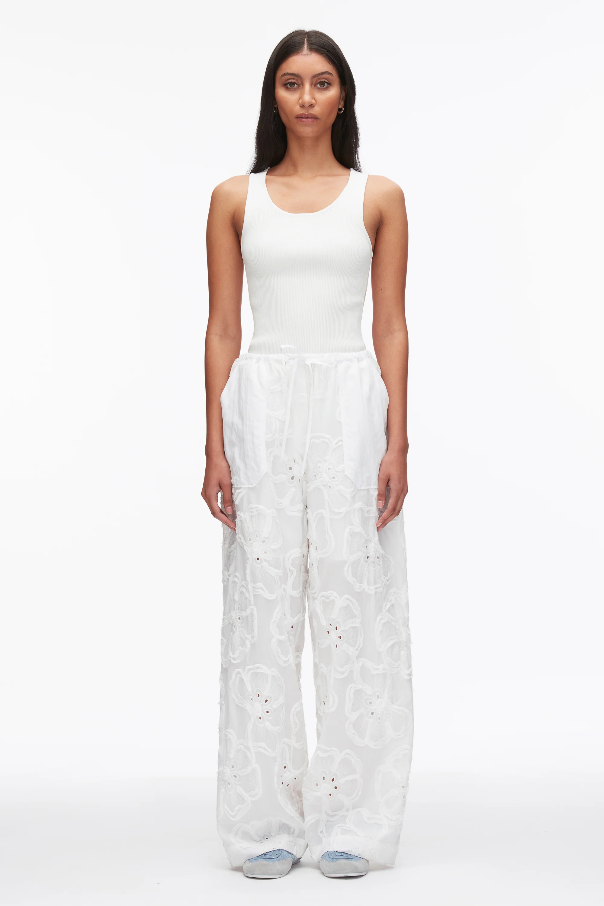 Embroidered Straight Leg Pull On Pants - Image 2