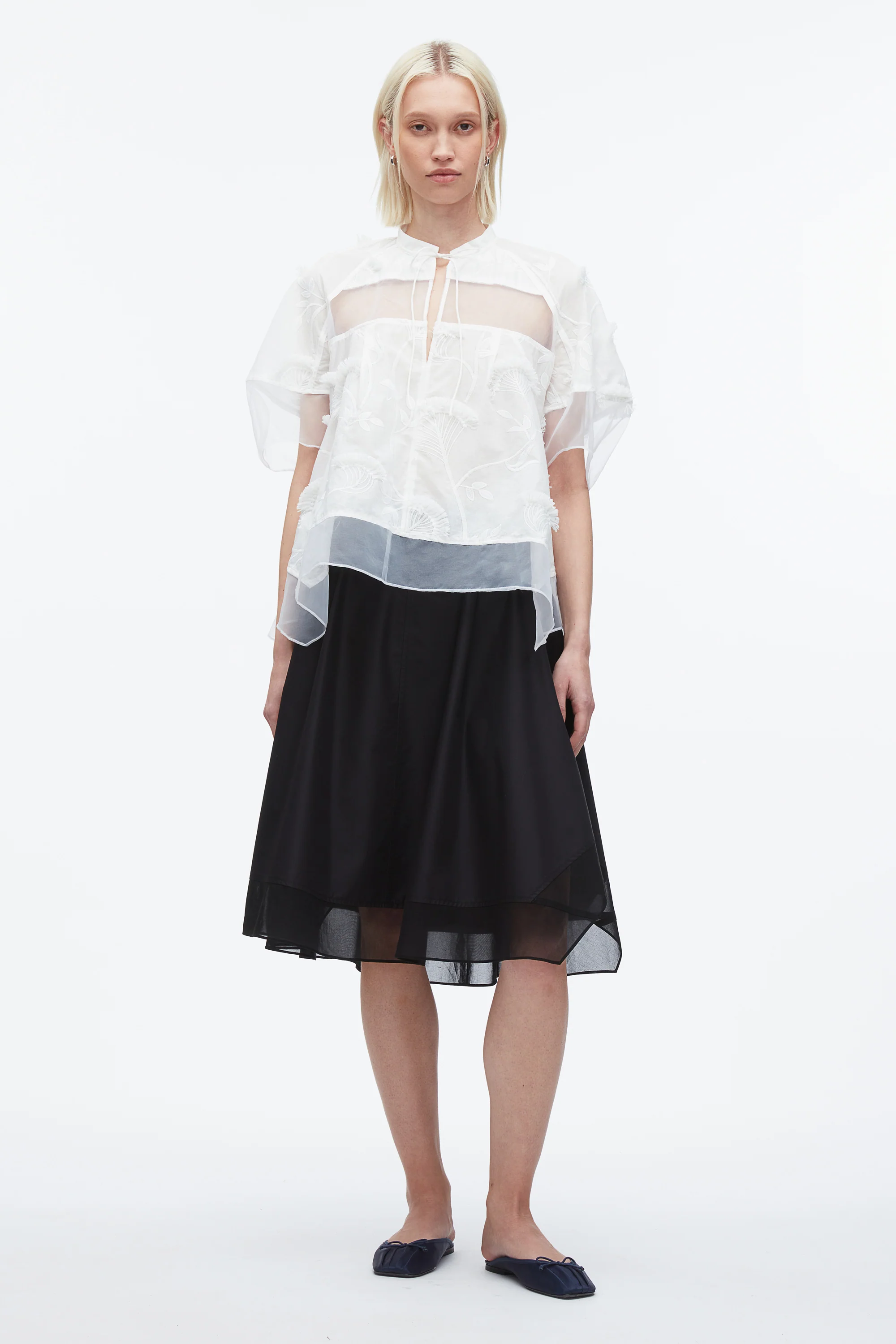 Embroidery Voile Top with Organza Combo