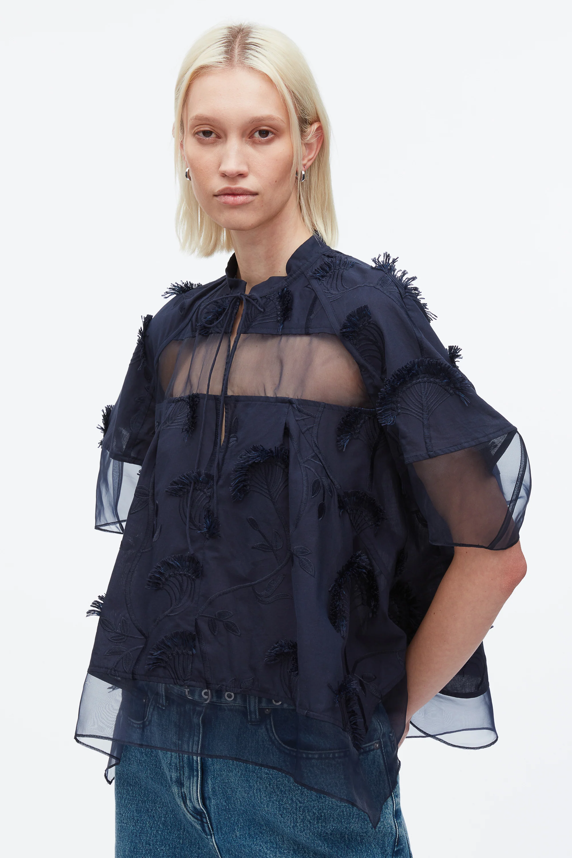 Embroidery Voile Top with Organza Combo - Image 12