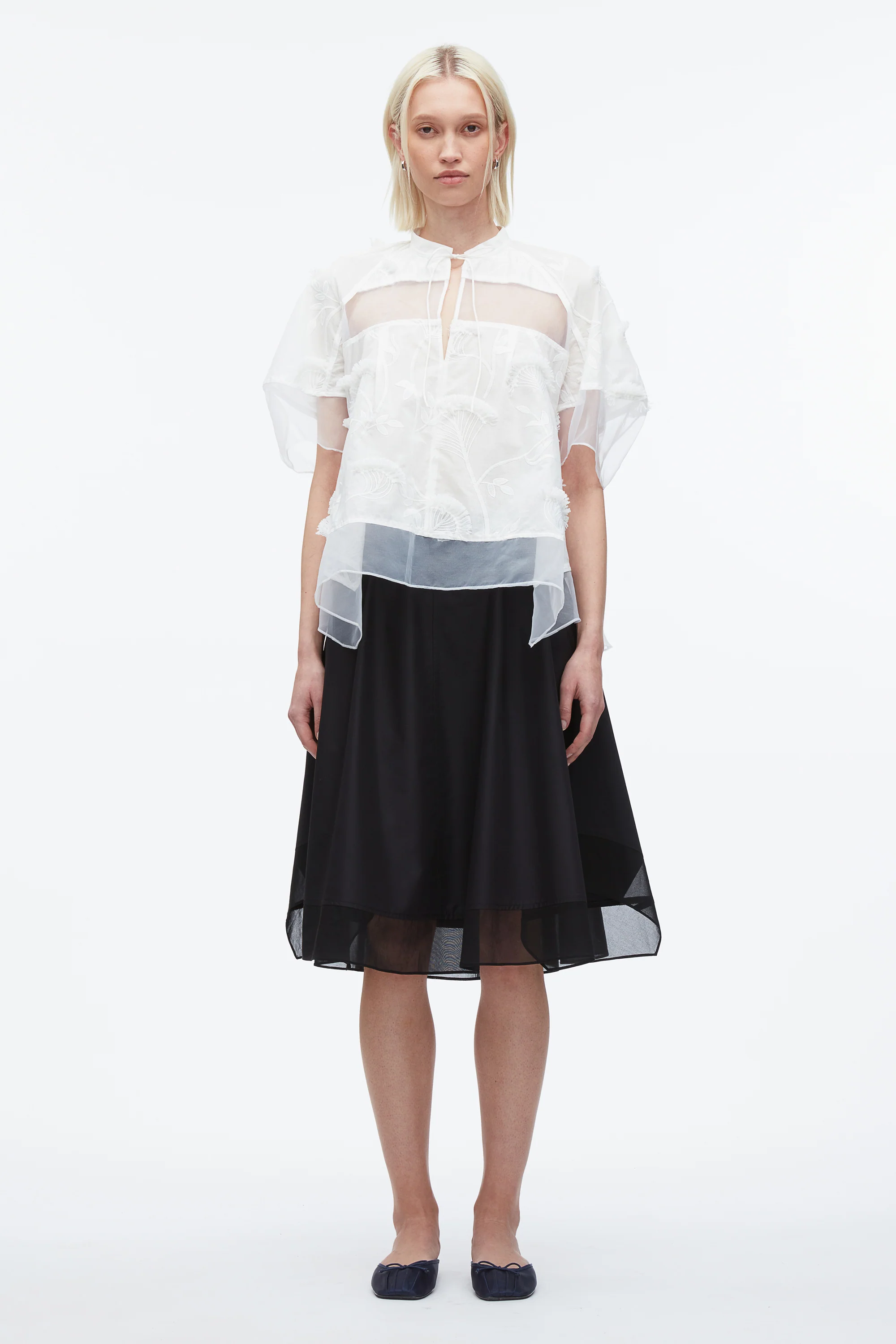 Embroidery Voile Top with Organza Combo - Image 2
