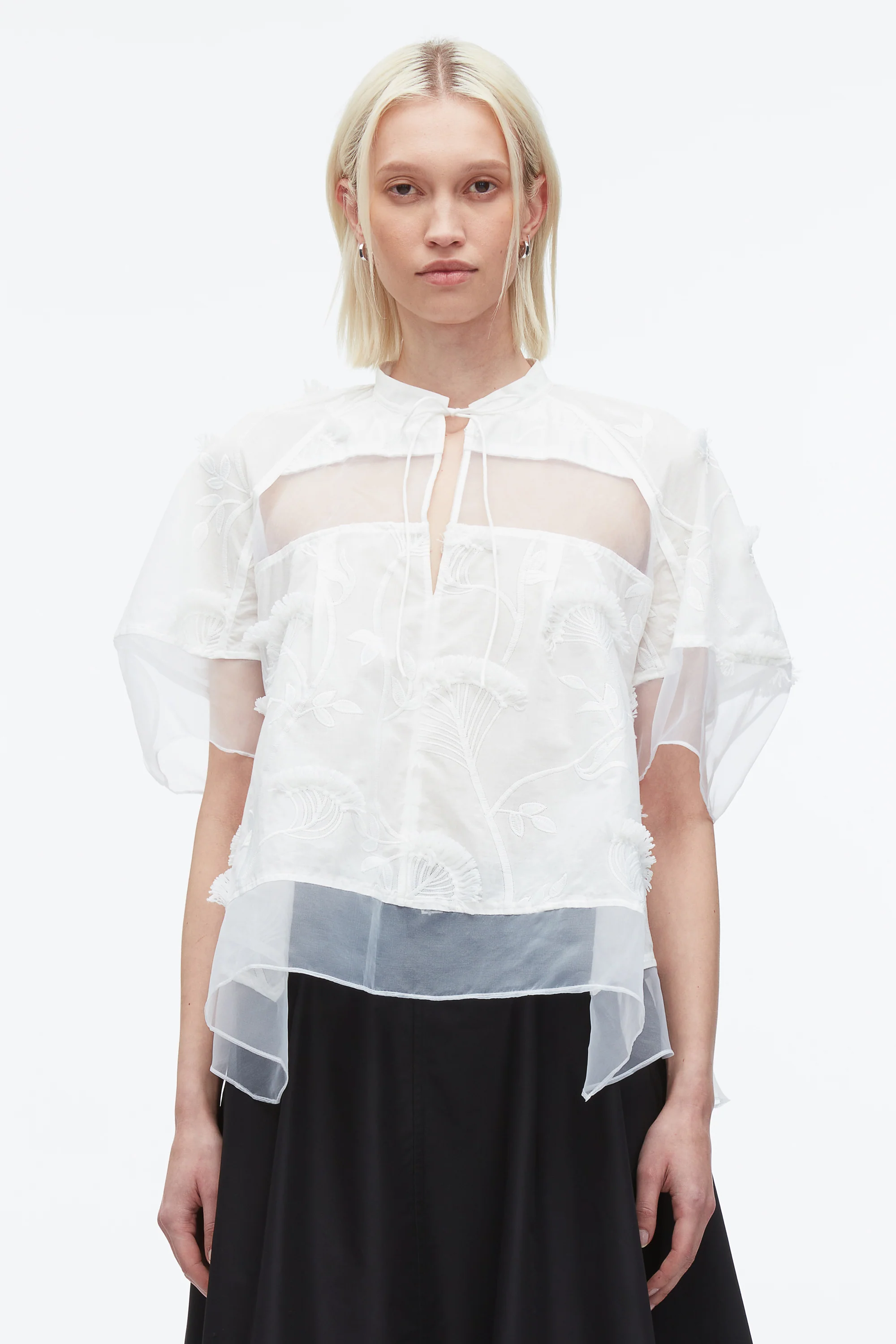 Embroidery Voile Top with Organza Combo - Image 3