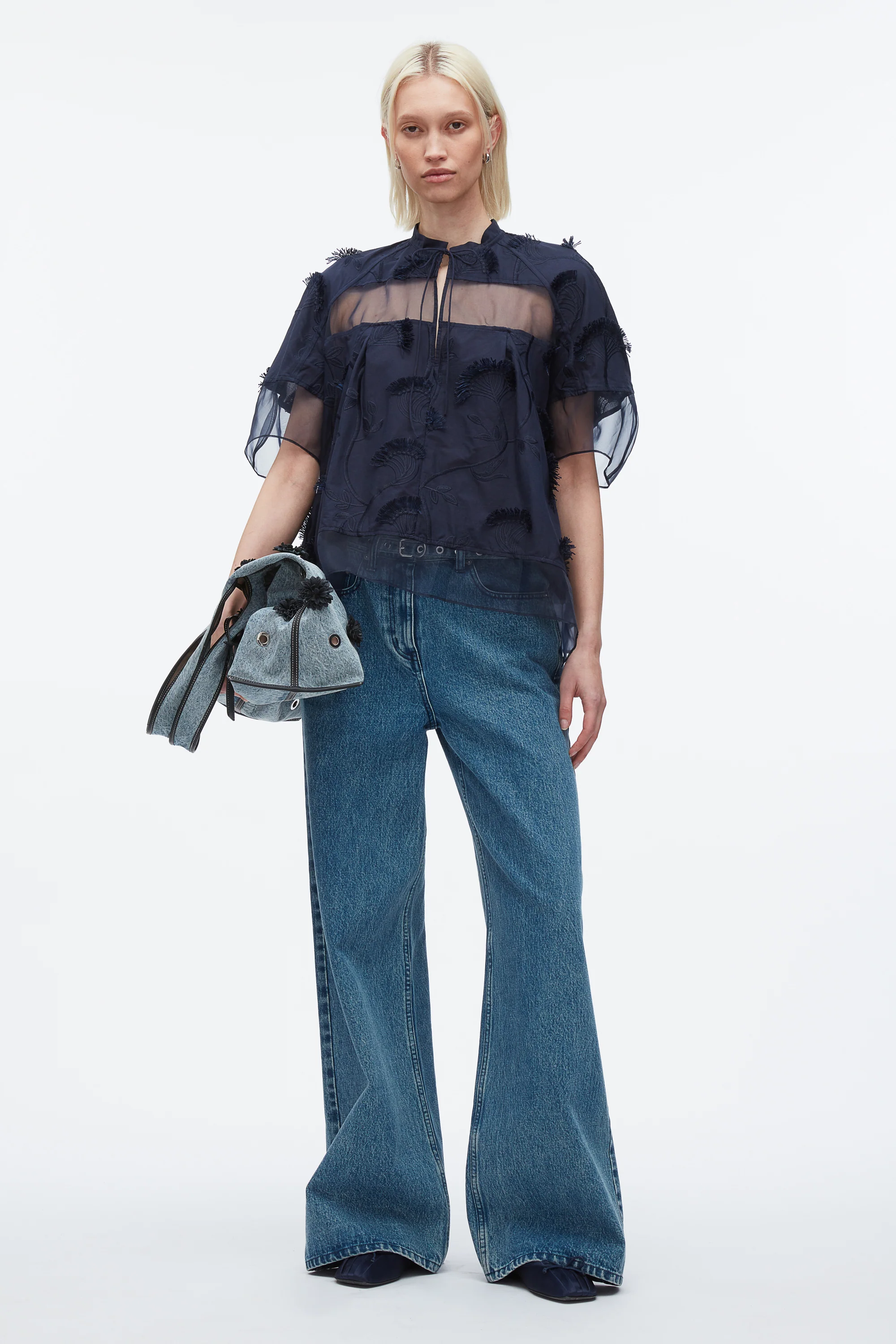 Embroidery Voile Top with Organza Combo - Image 7