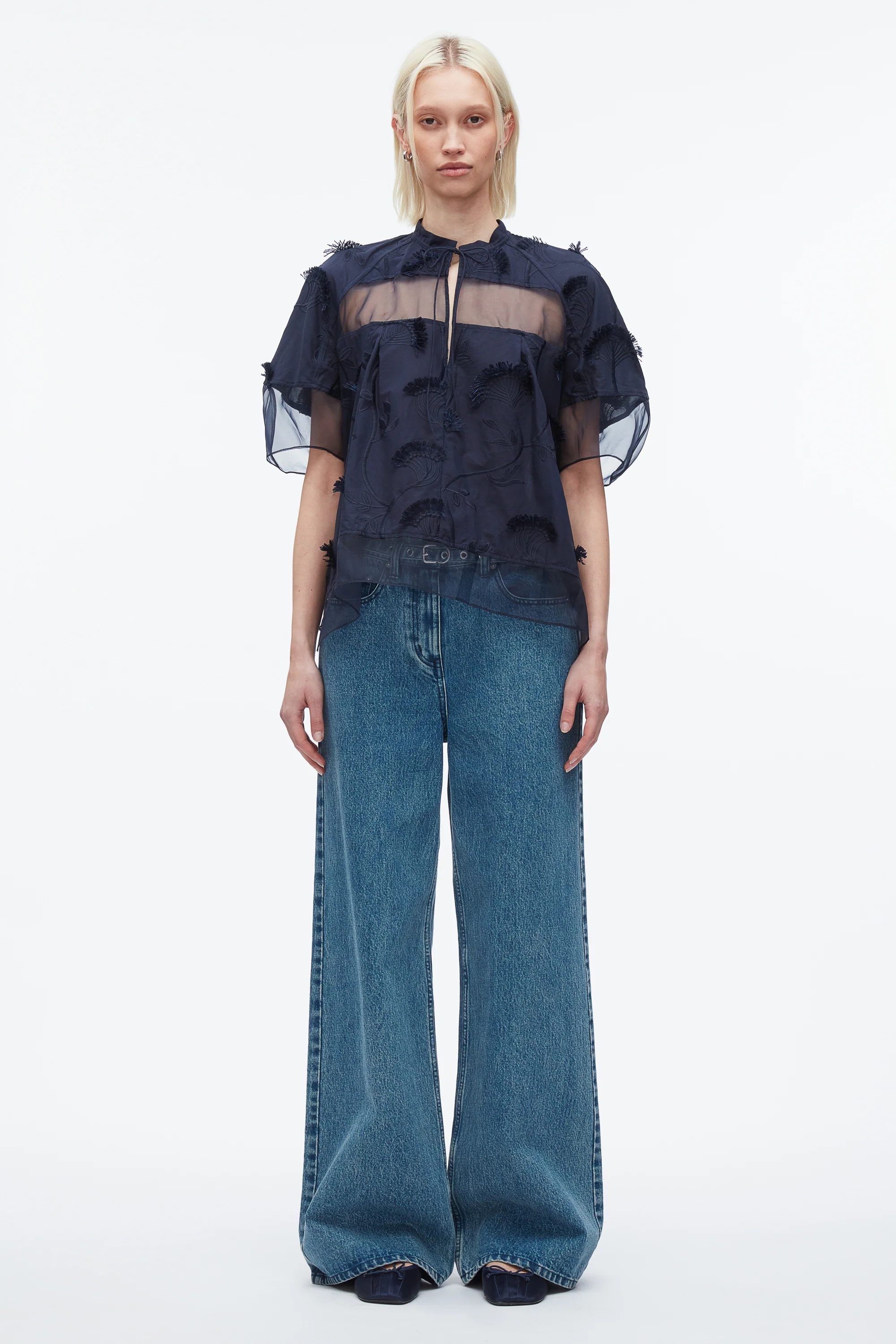 Embroidery Voile Top with Organza Combo - Image 8