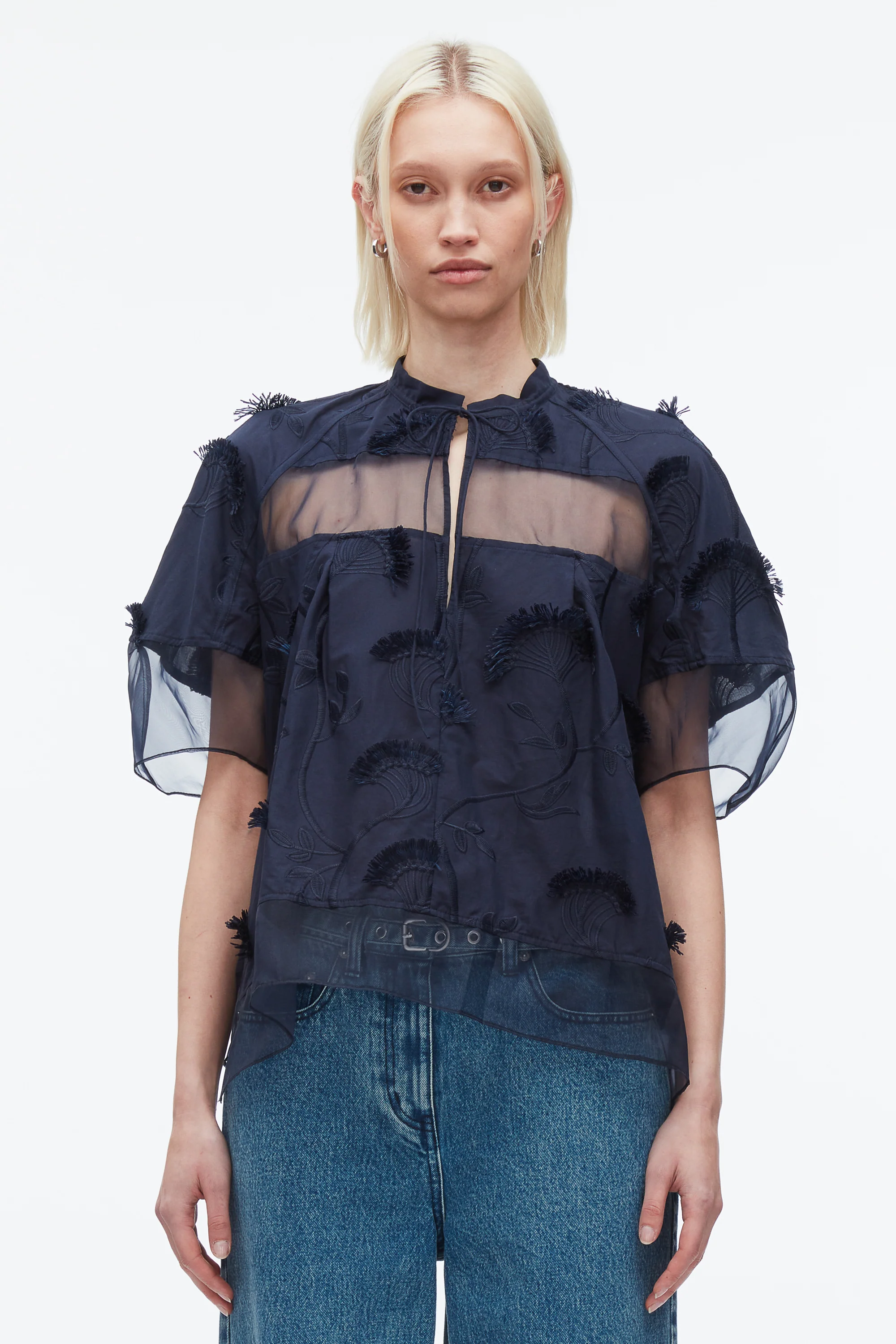 Embroidery Voile Top with Organza Combo - Image 9