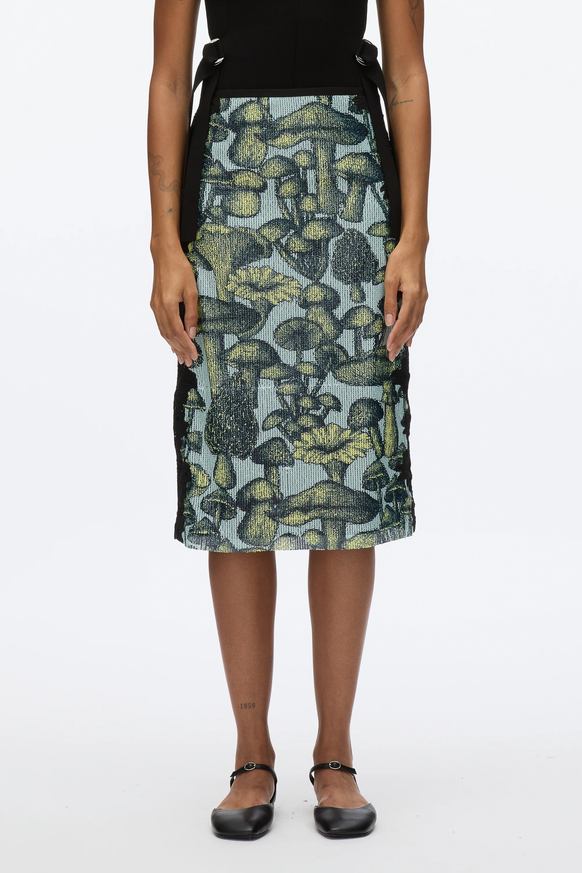Ethereal Mushroom Sequin Slip Skirt with Lace - Image 2