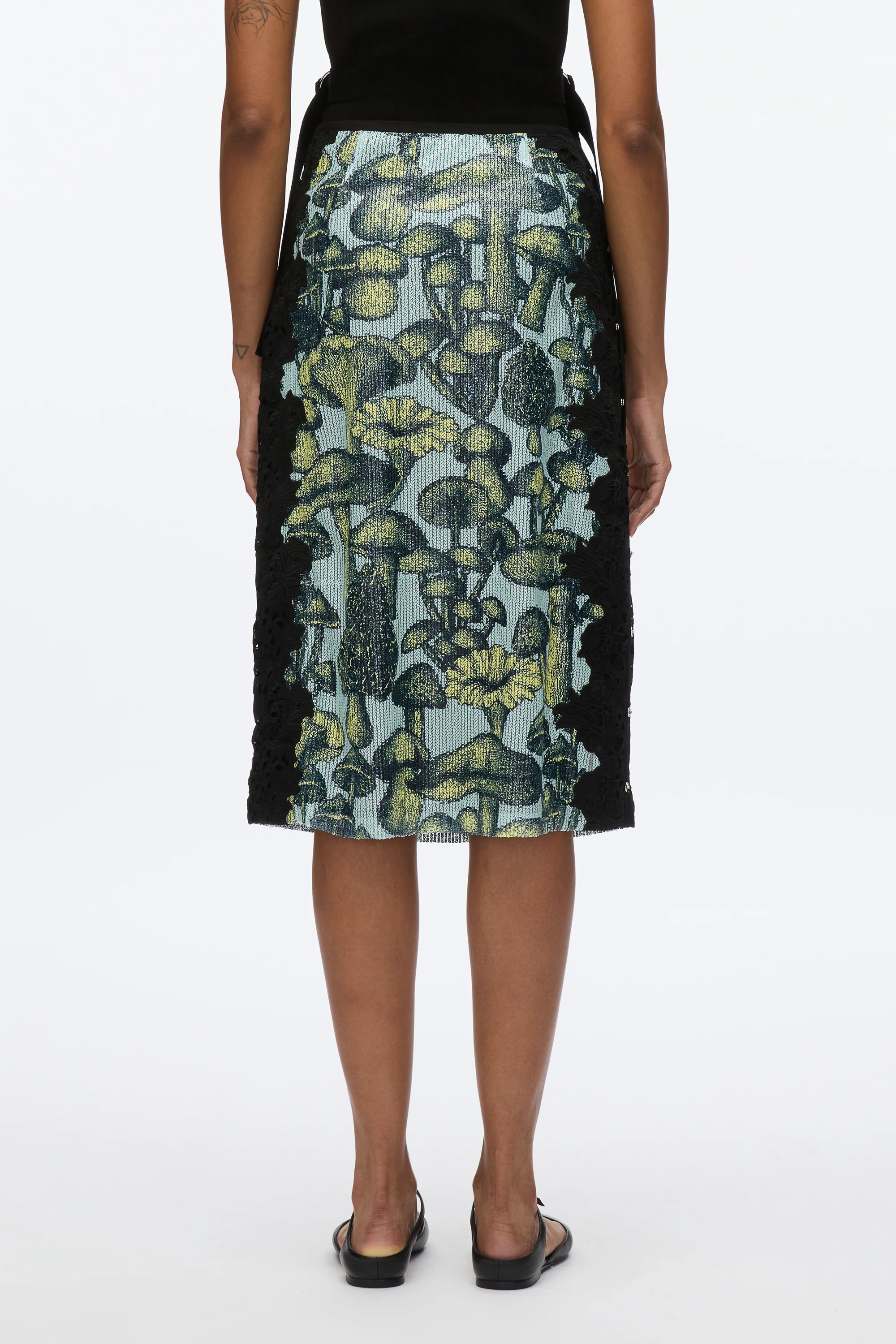 Ethereal Mushroom Sequin Slip Skirt with Lace - Image 4