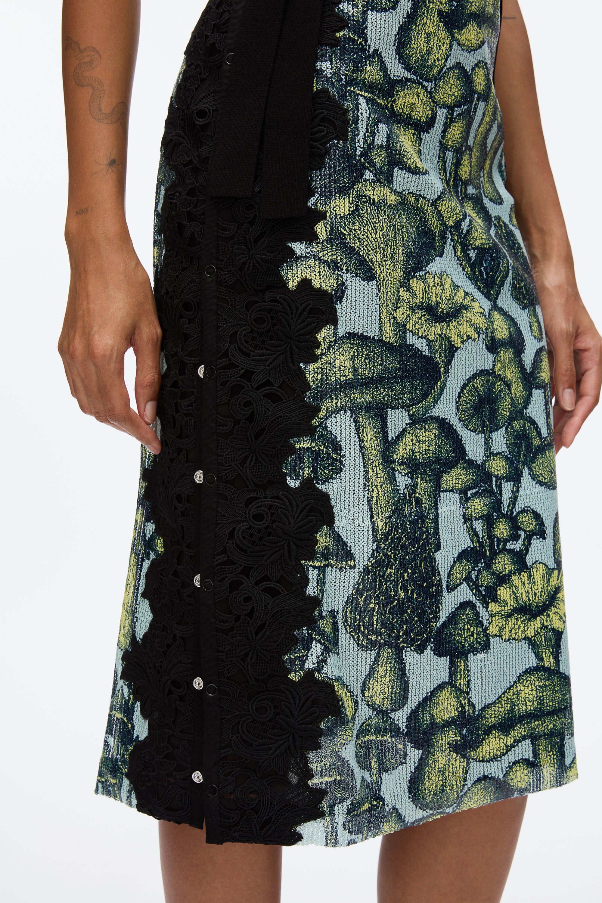 Ethereal Mushroom Sequin Slip Skirt with Lace - Image 5