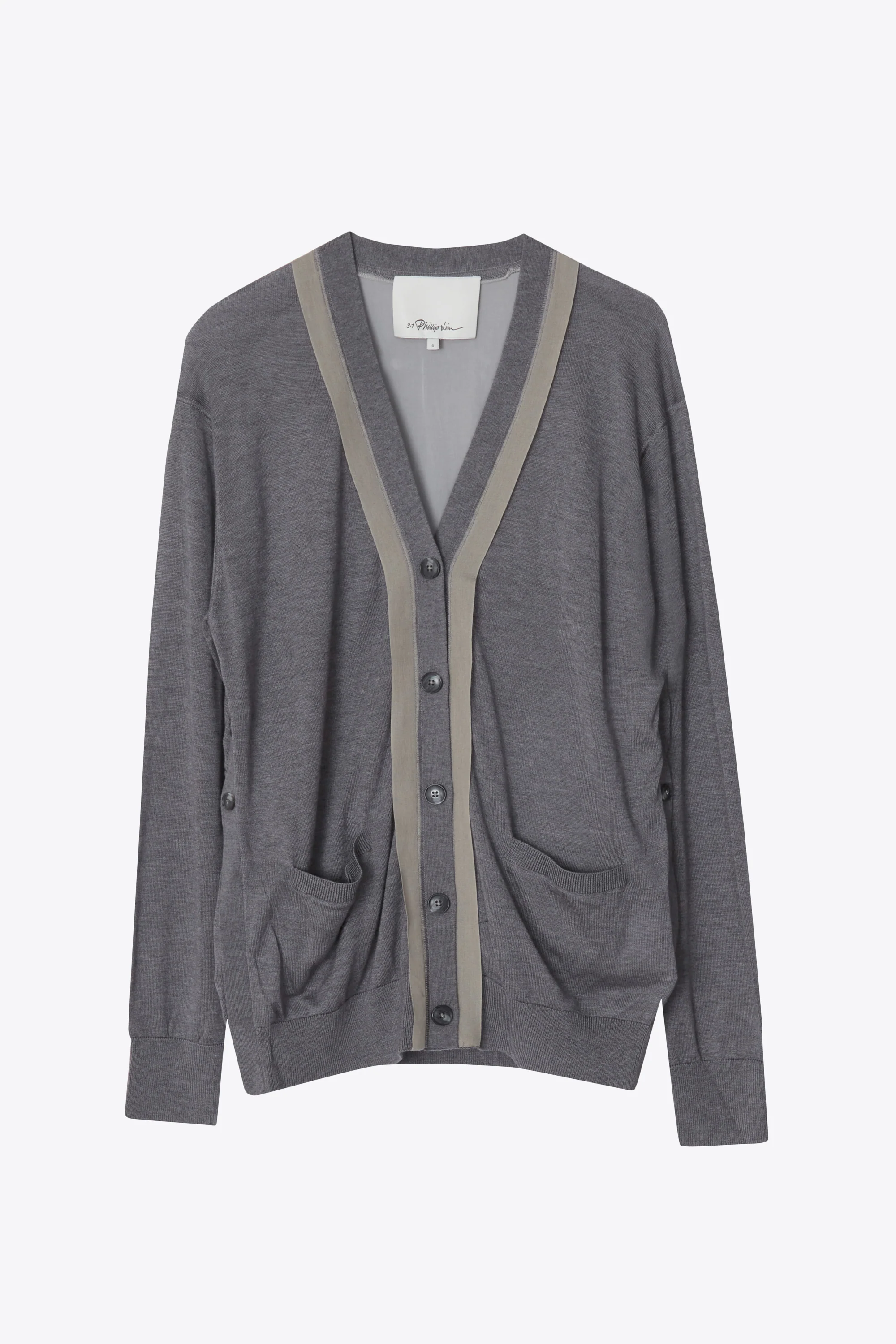 Faux Layered Long Sleeve V-Neck Cardigan
