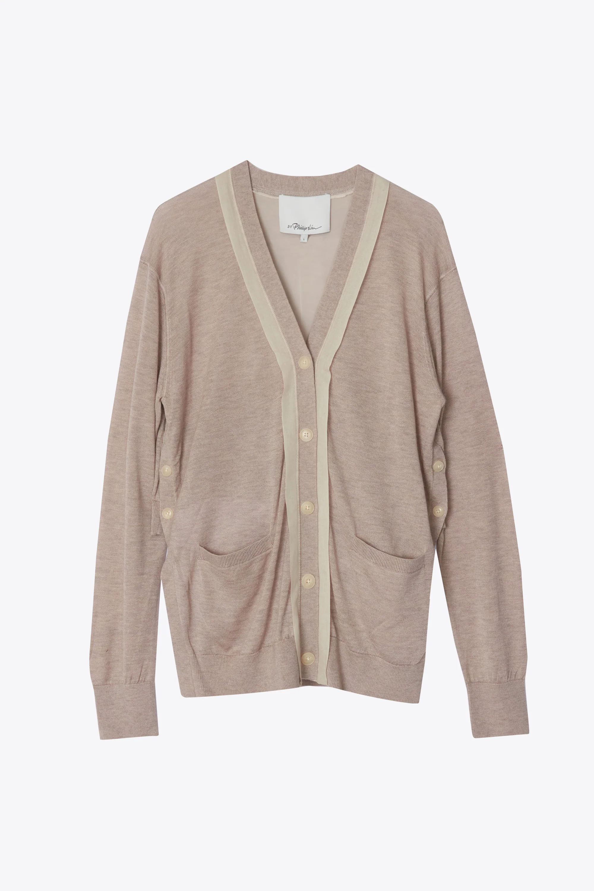 Faux Layered Long Sleeve V-Neck Cardigan - Image 2