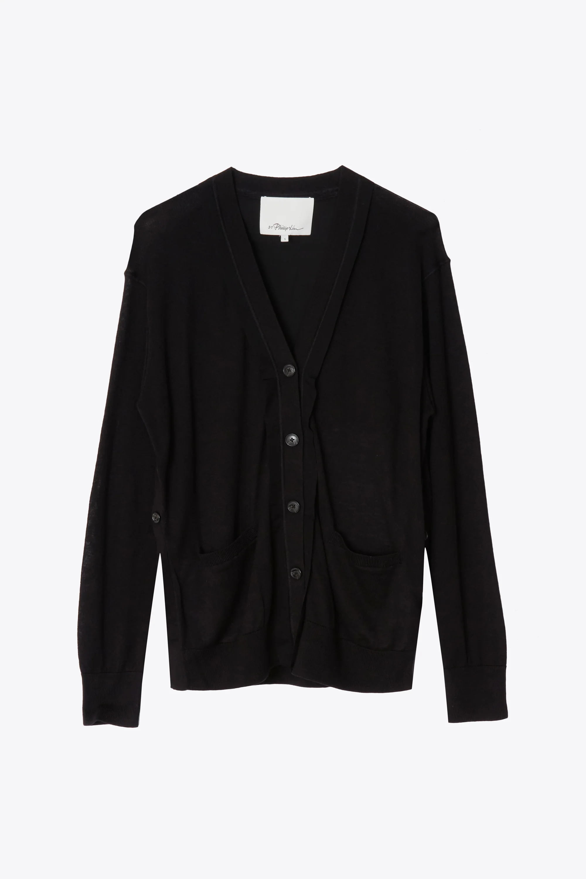 Faux Layered Long Sleeve V-Neck Cardigan - Image 3
