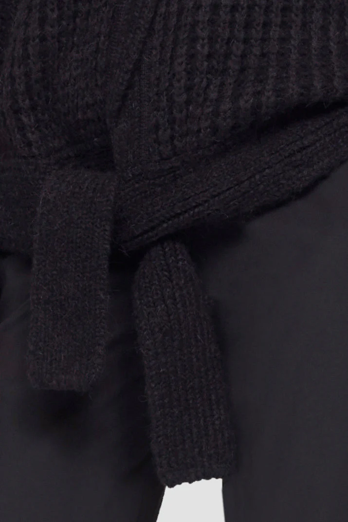Fisherman Rib Overlap Sweater W Waist Tie - Image 5