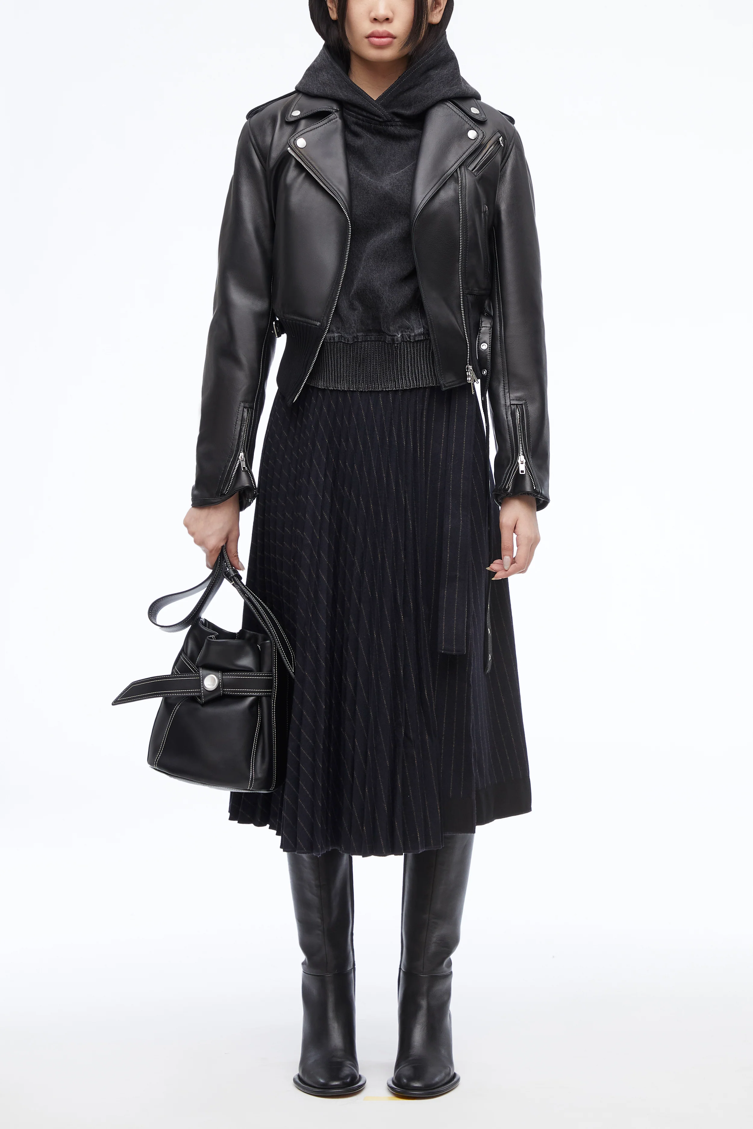 Belted Leather Biker Jacket - Image 3