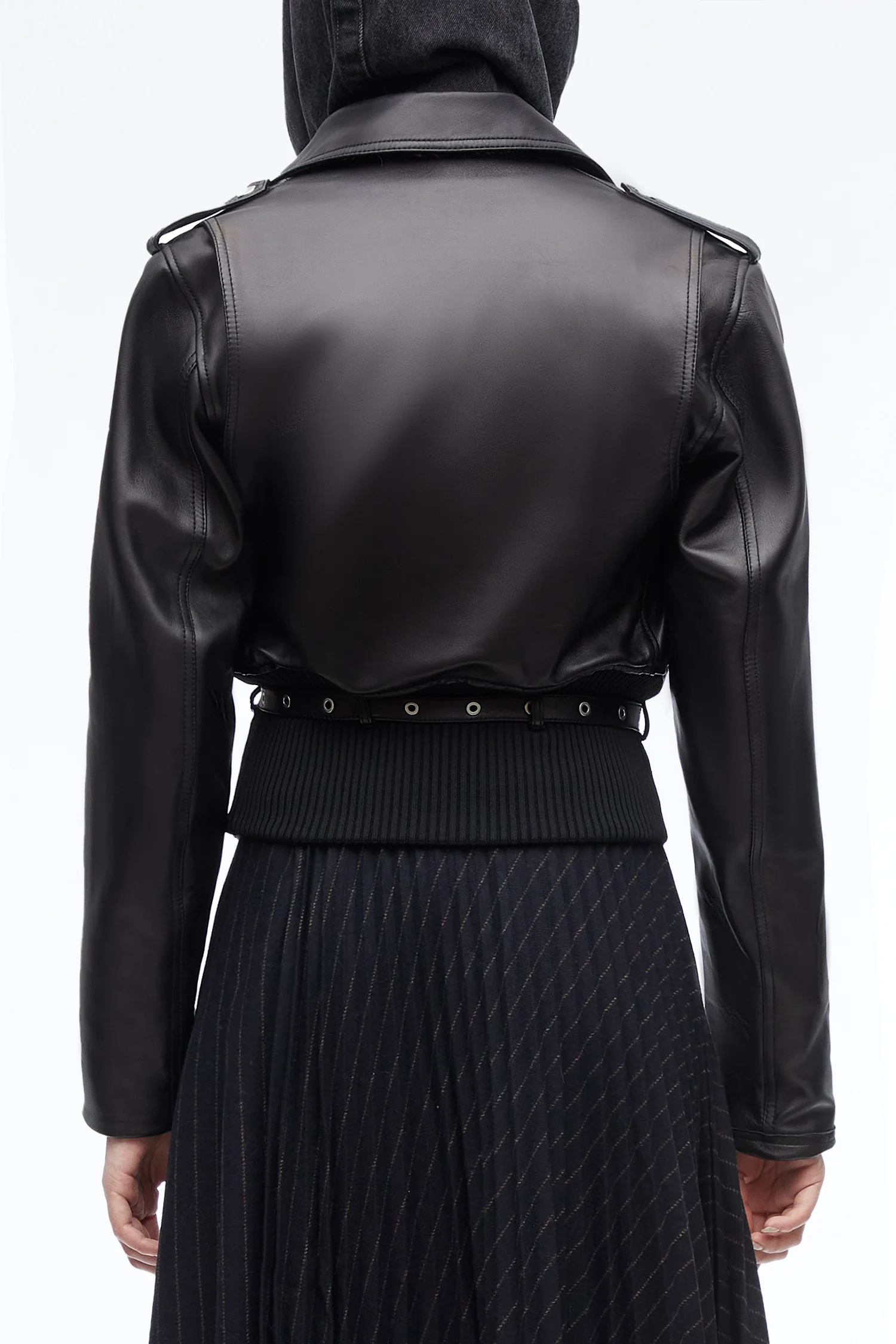 Belted Leather Biker Jacket - Image 5