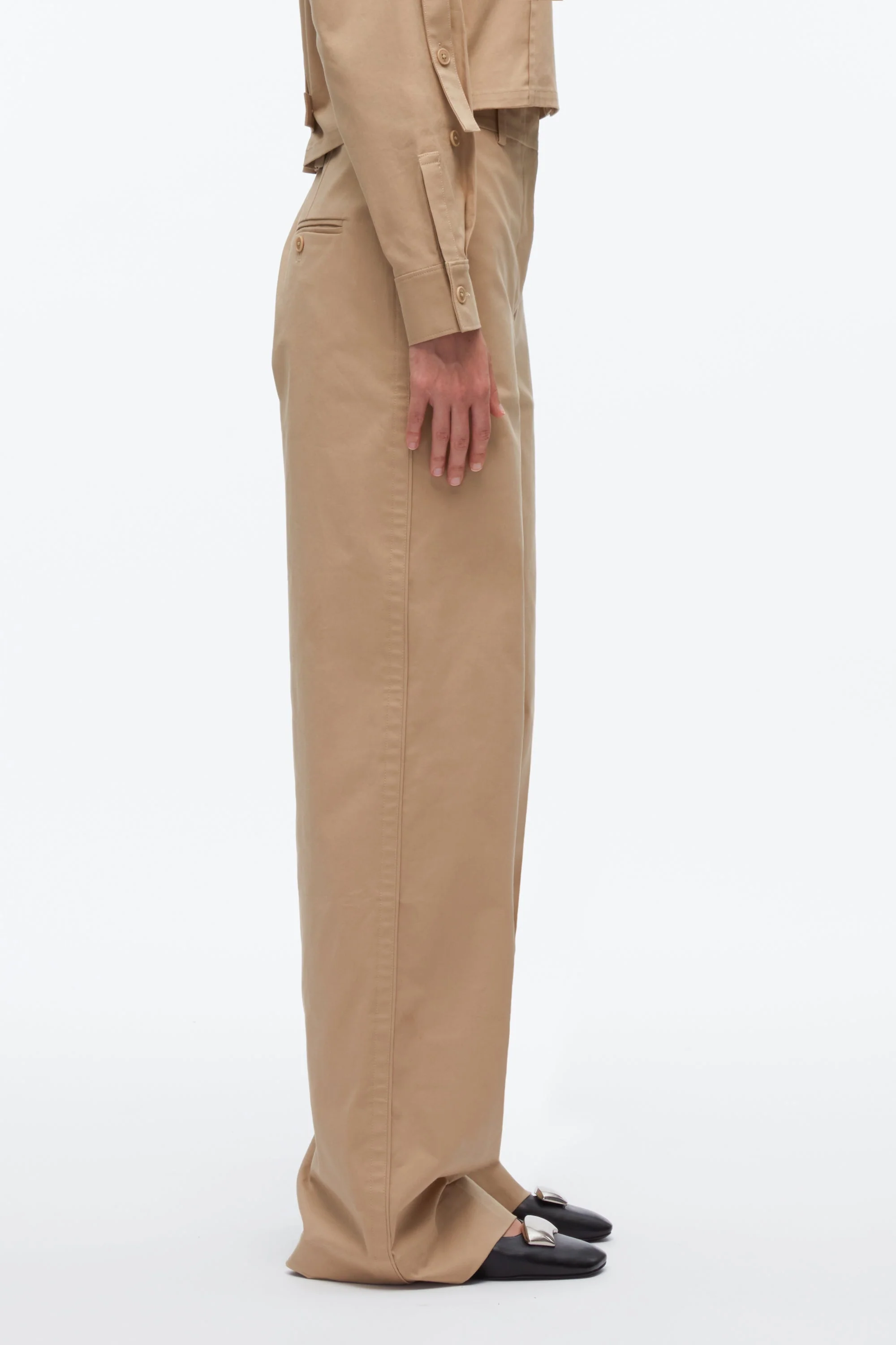 Flat Front Wide Leg Trousers - Image 3