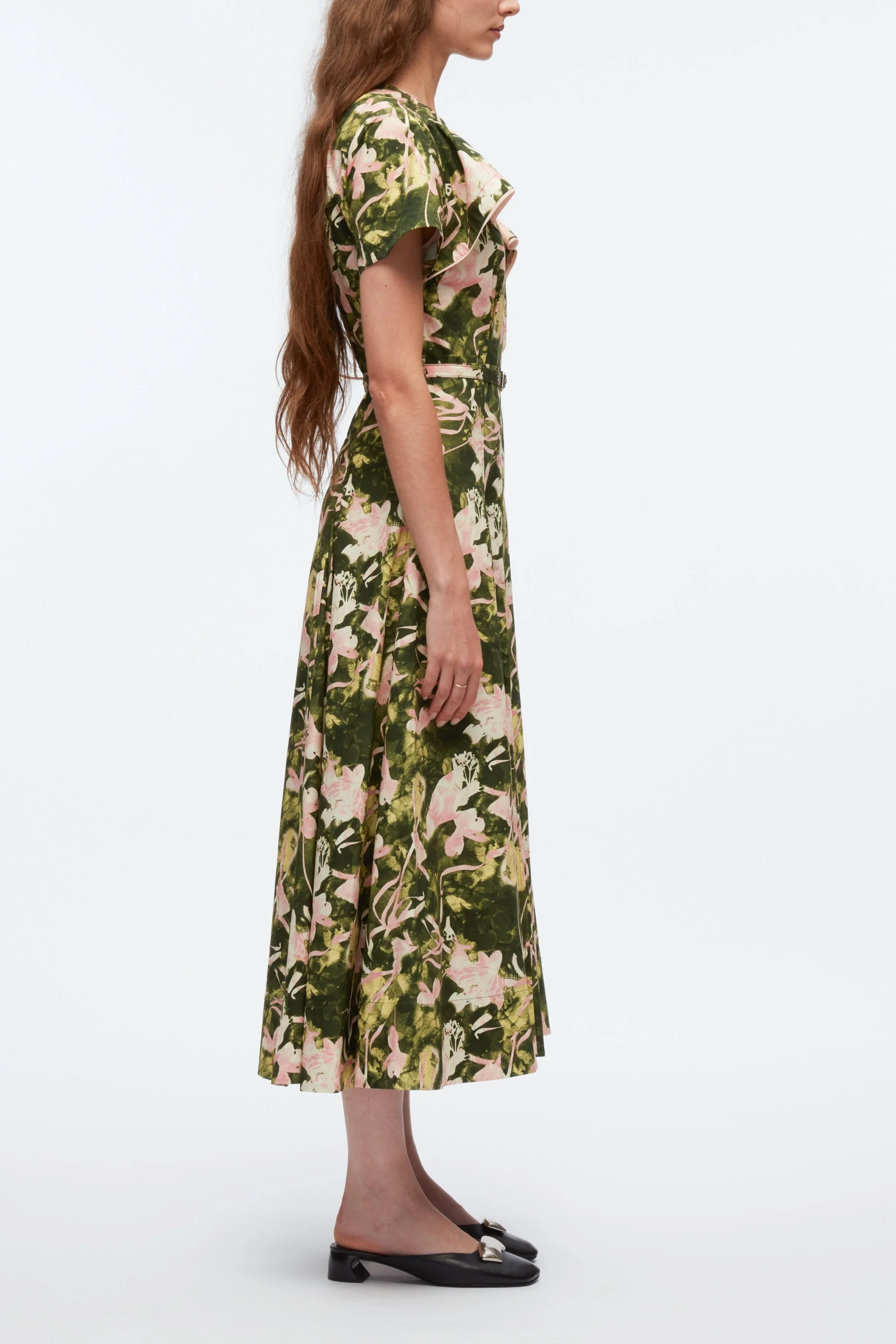 Floating Iris Dress With Cascading Drape - Image 2