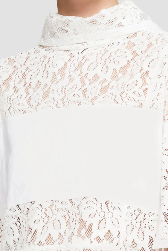 Flocked Lace Petal Sleeve Blouse - Image 4