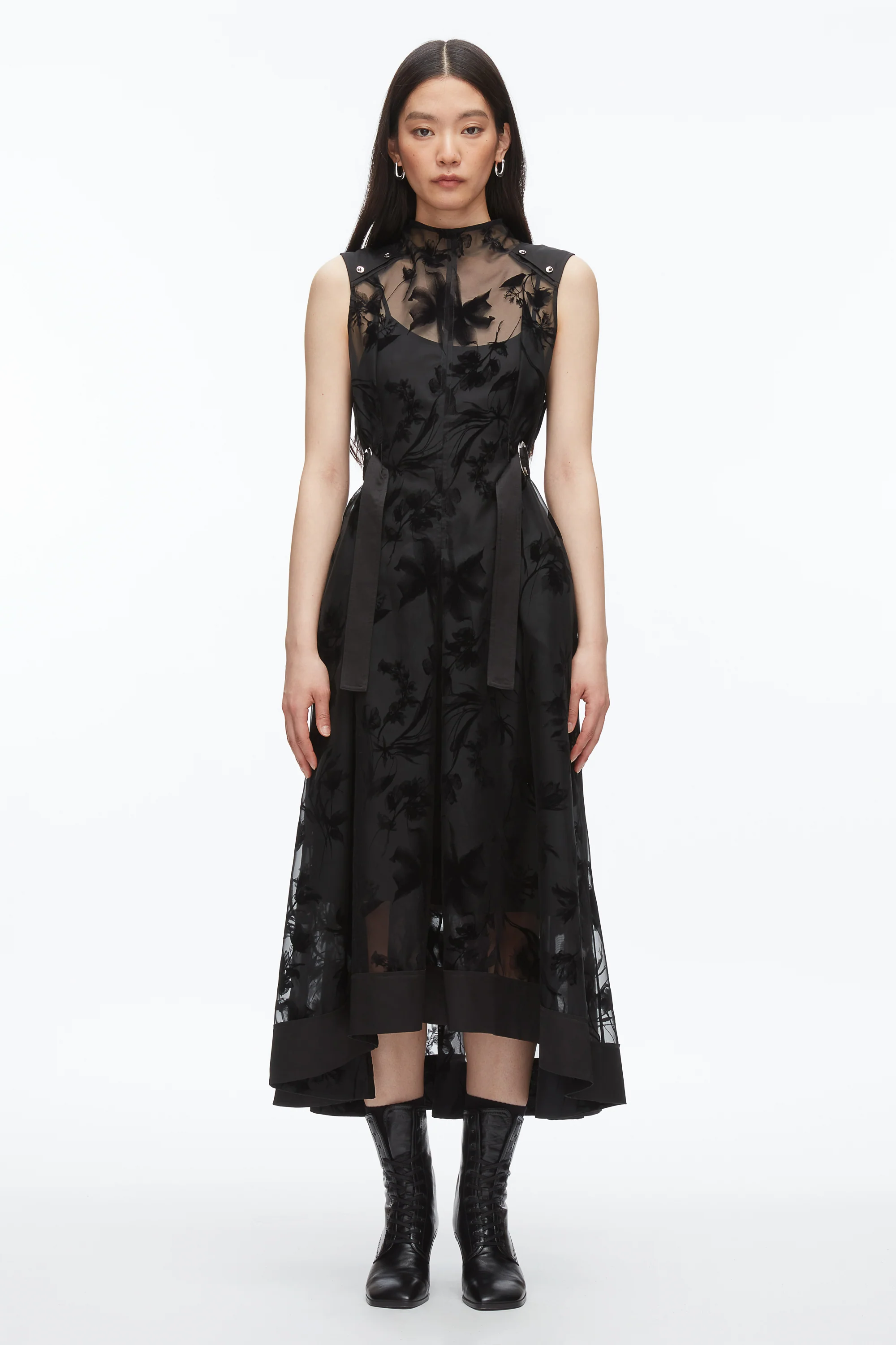 Flocked Organza Midi Dress - Image 3