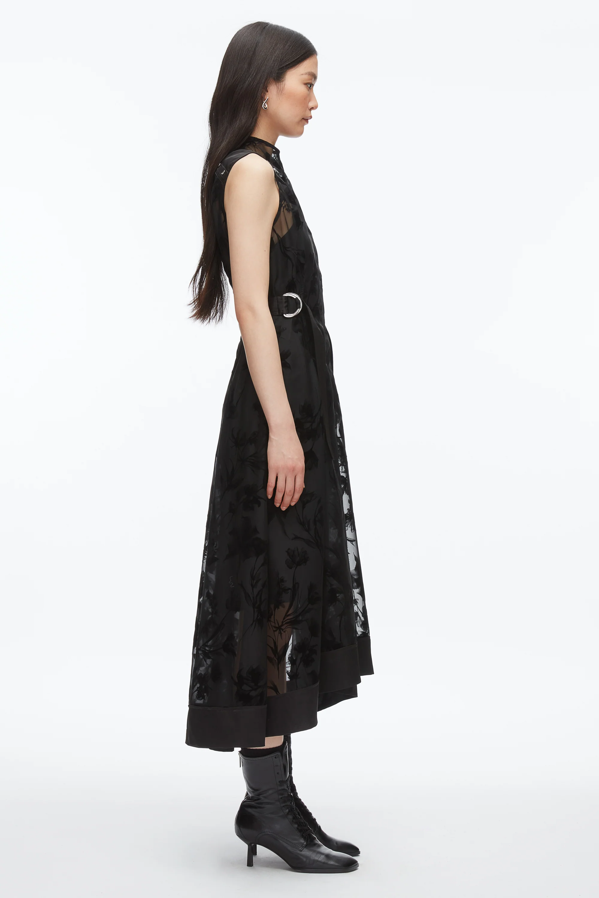 Flocked Organza Midi Dress - Image 4