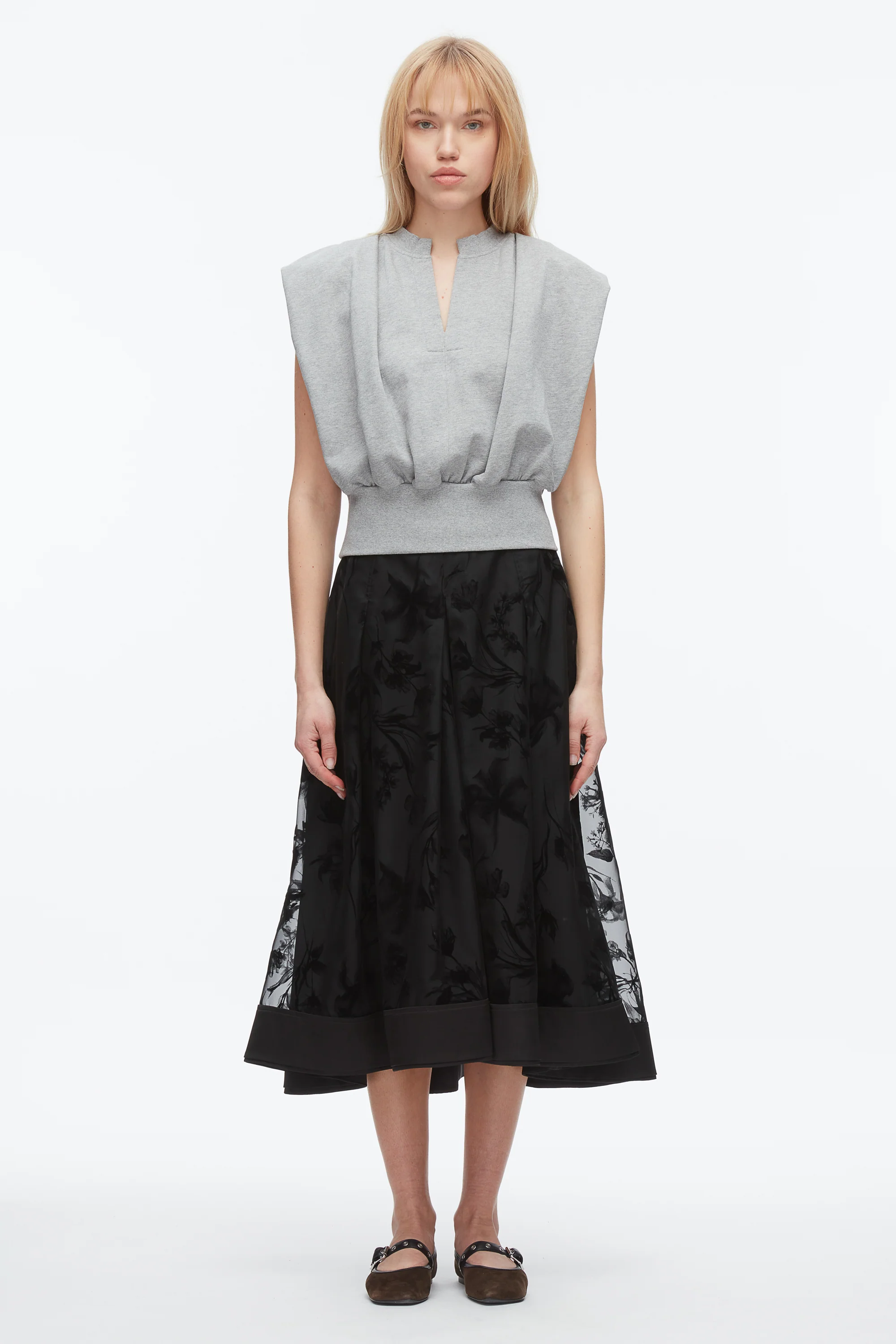 Flocked Organza Midi Skirt - Image 2