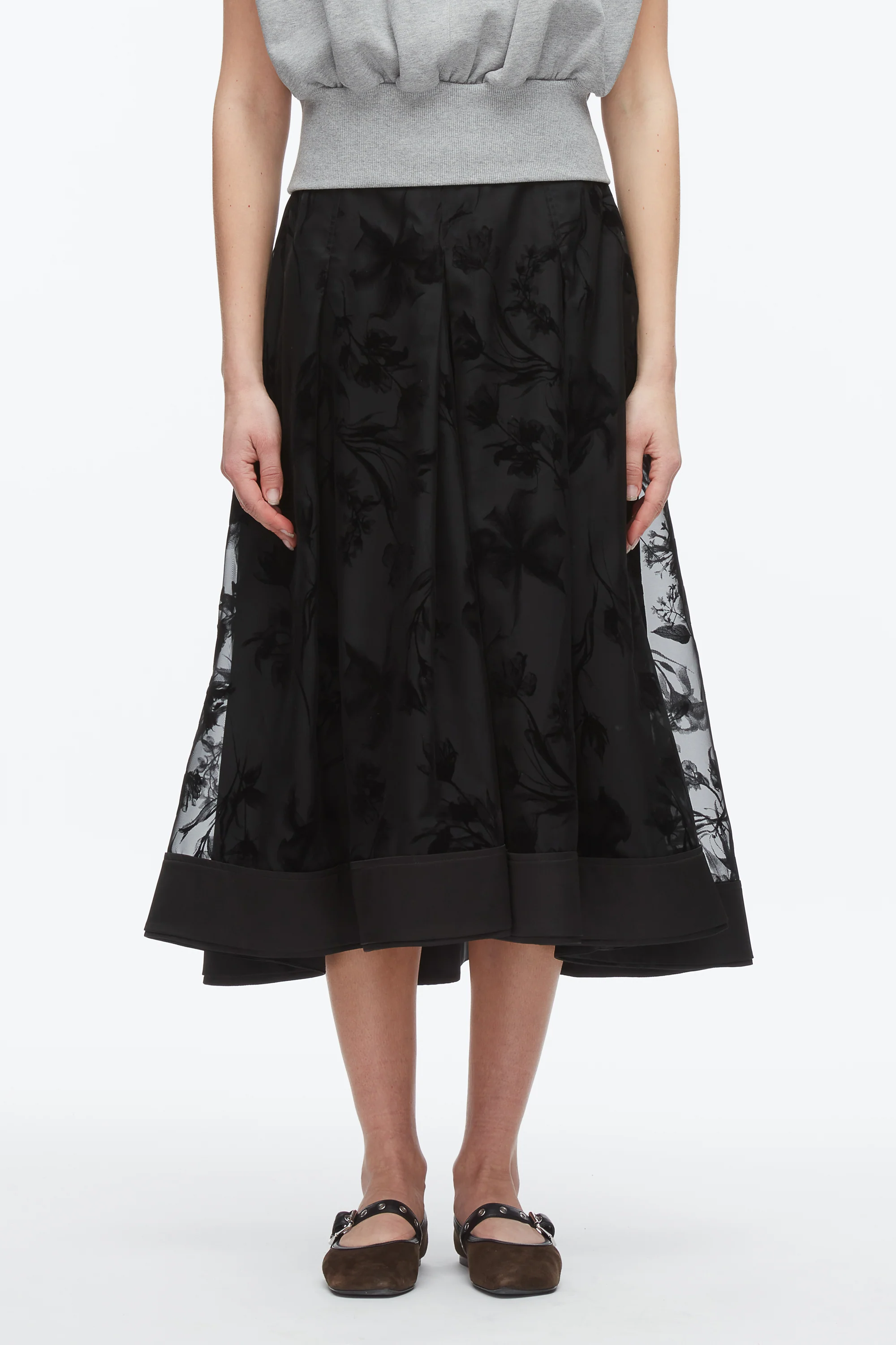 Flocked Organza Midi Skirt - Image 3