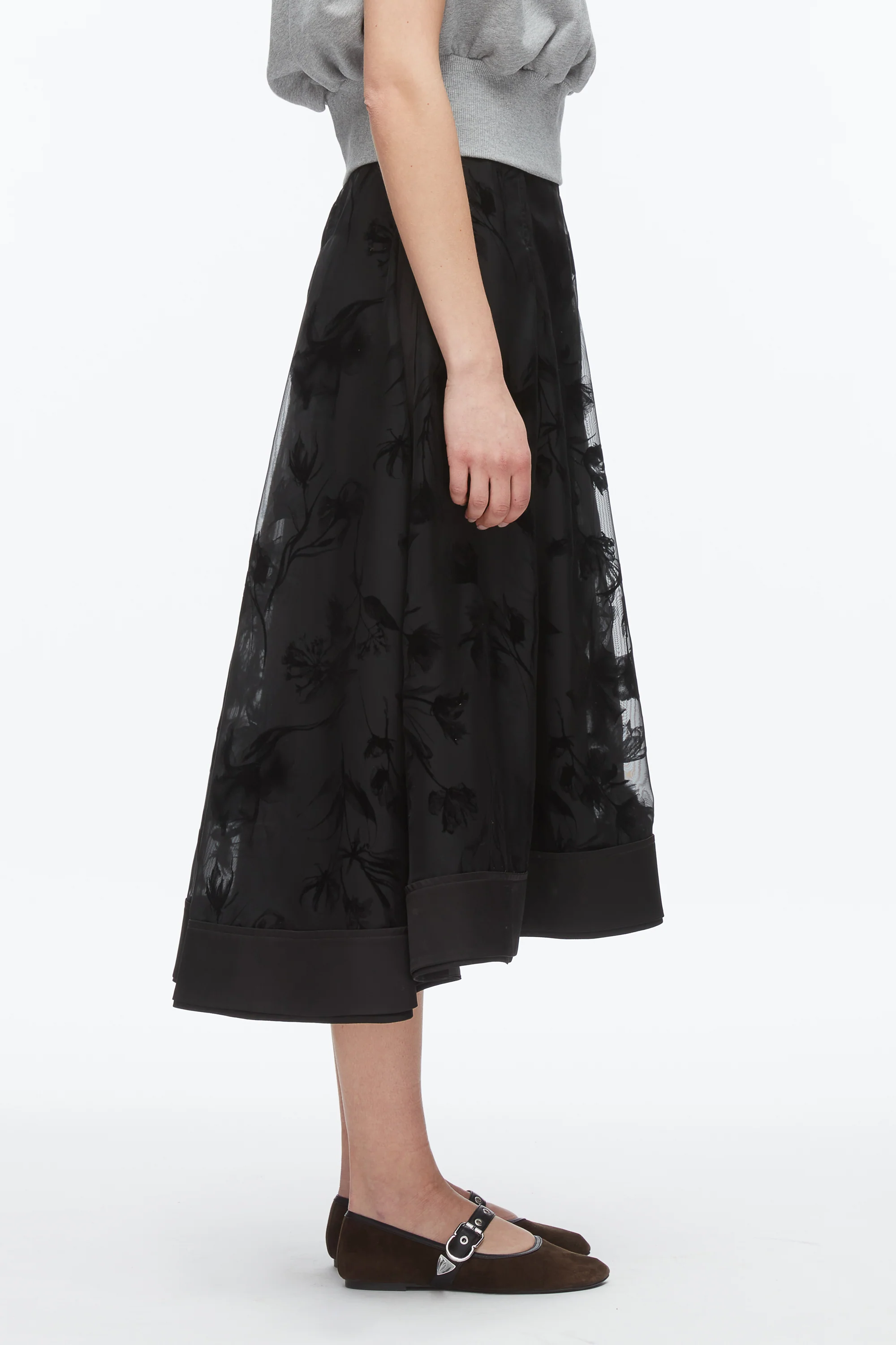 Flocked Organza Midi Skirt - Image 4