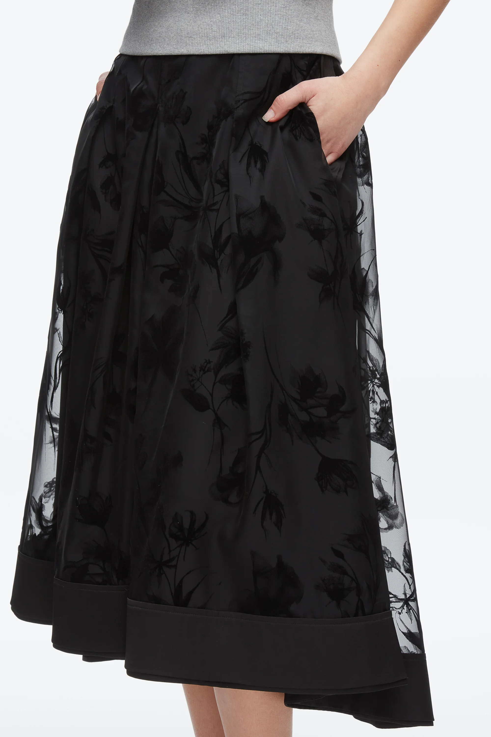 Flocked Organza Midi Skirt - Image 6