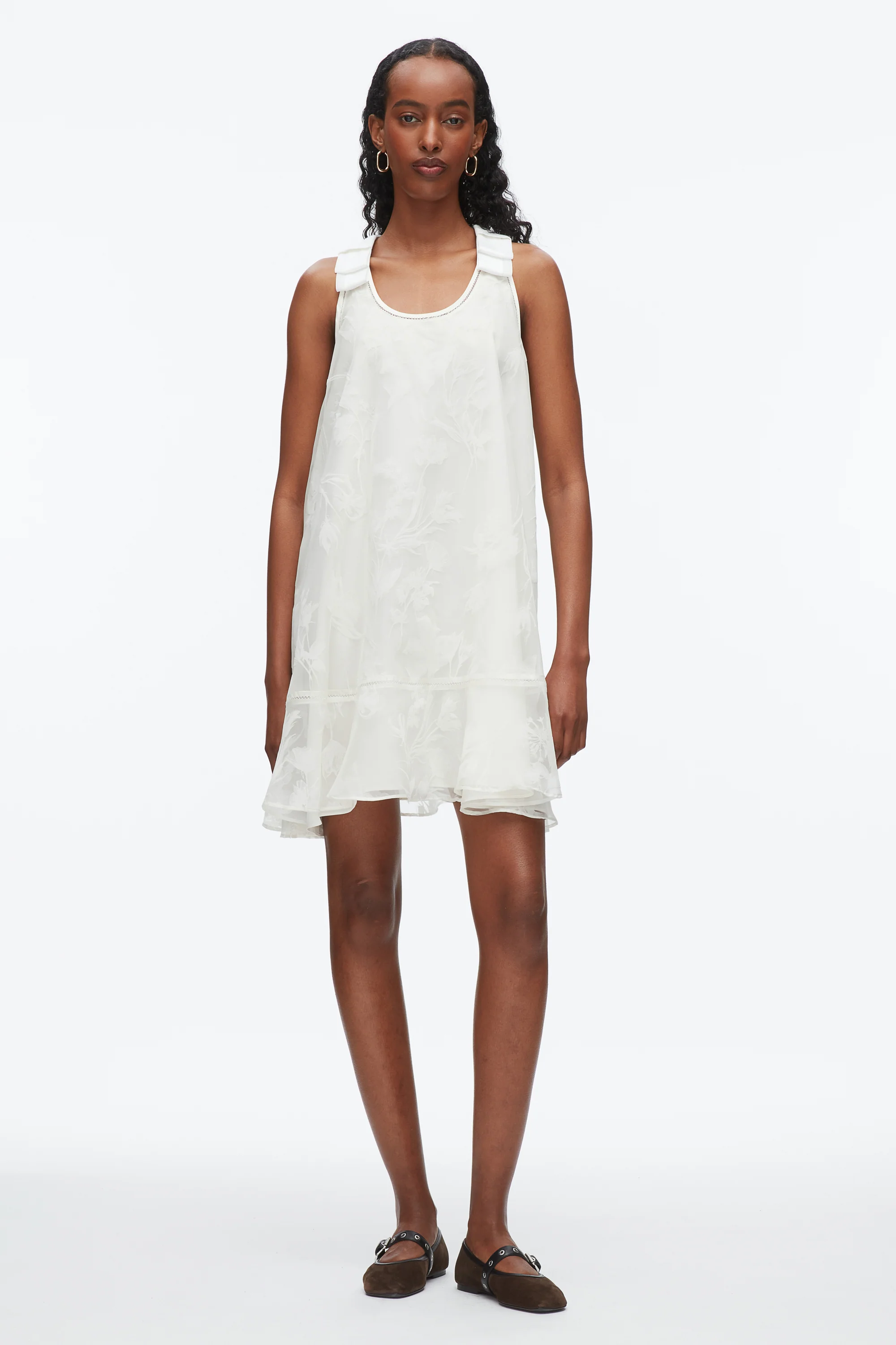 Flocked Organza Trapeze Dress - Image 6