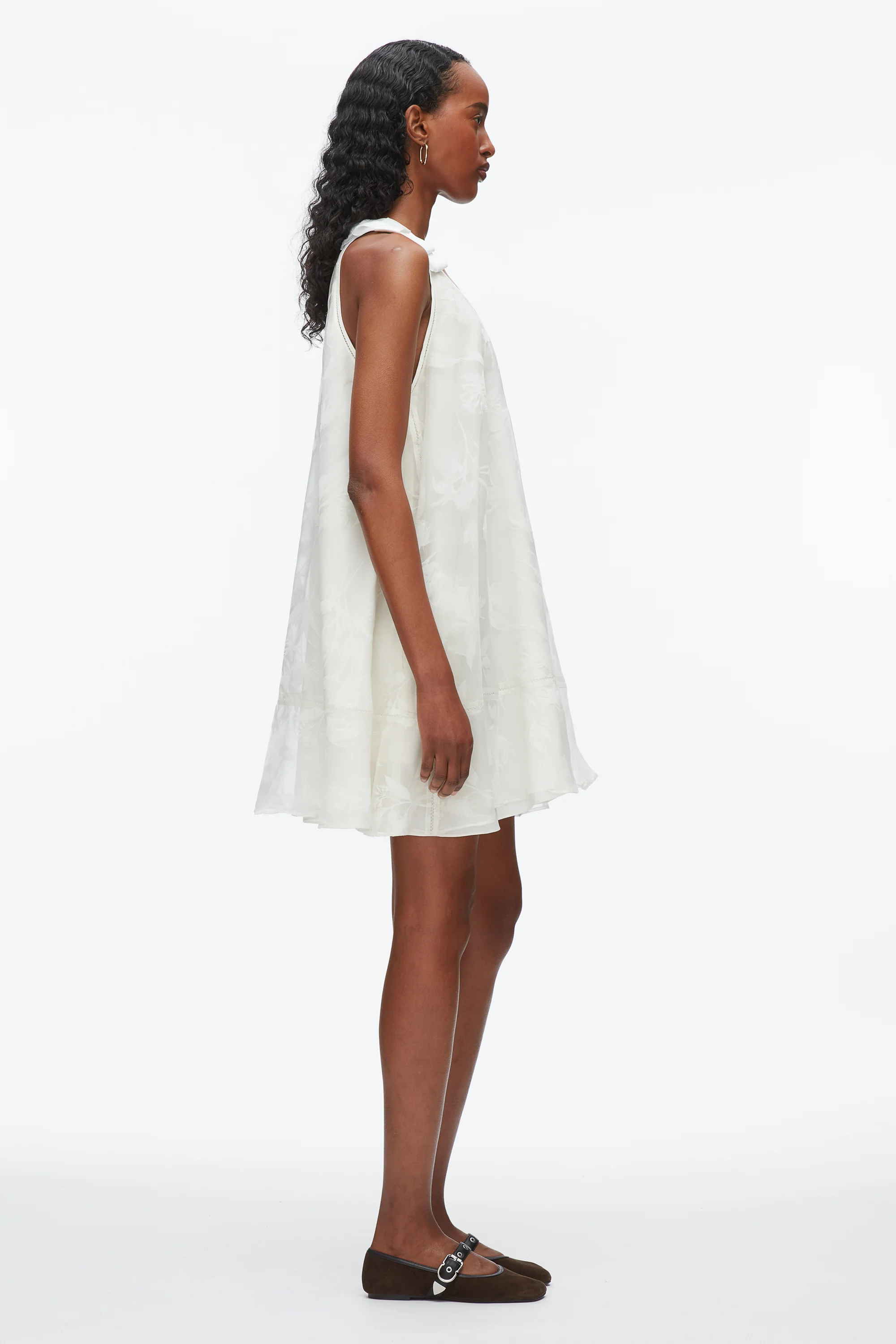 Flocked Organza Trapeze Dress - Image 7