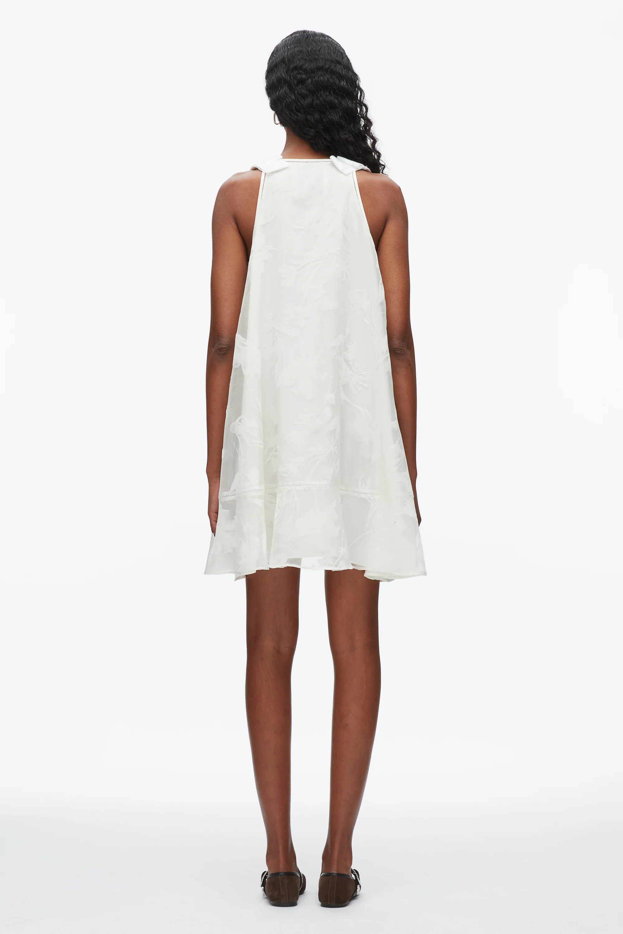 Flocked Organza Trapeze Dress - Image 8